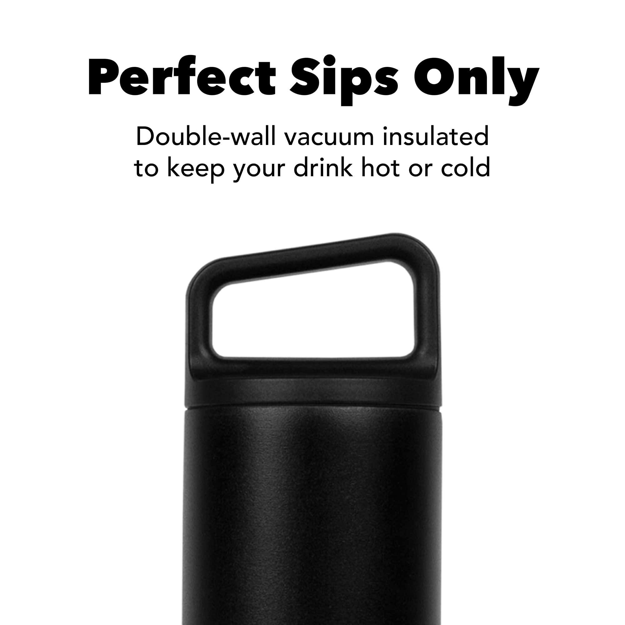 Miir, Wide Mouth Water Bottle, Vacuum Insulated Leakproof, Stainless Steel Construction, Black, 20 Oz