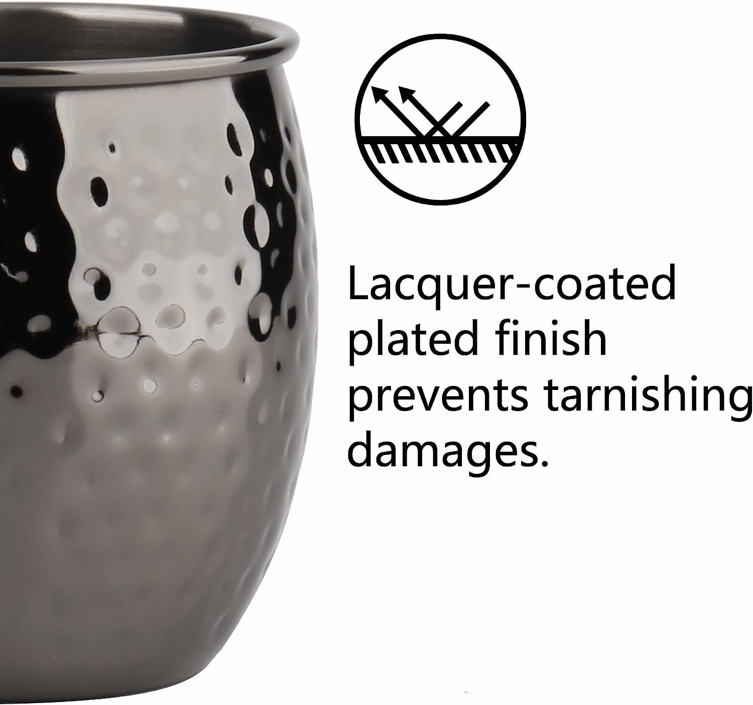 Arora Moscow Mule Mug, Set Of 4 Black Hammered, Durable For Home Dining, Max Capacity 20Oz, 3.7'' D X 3.9'' H (6014506)