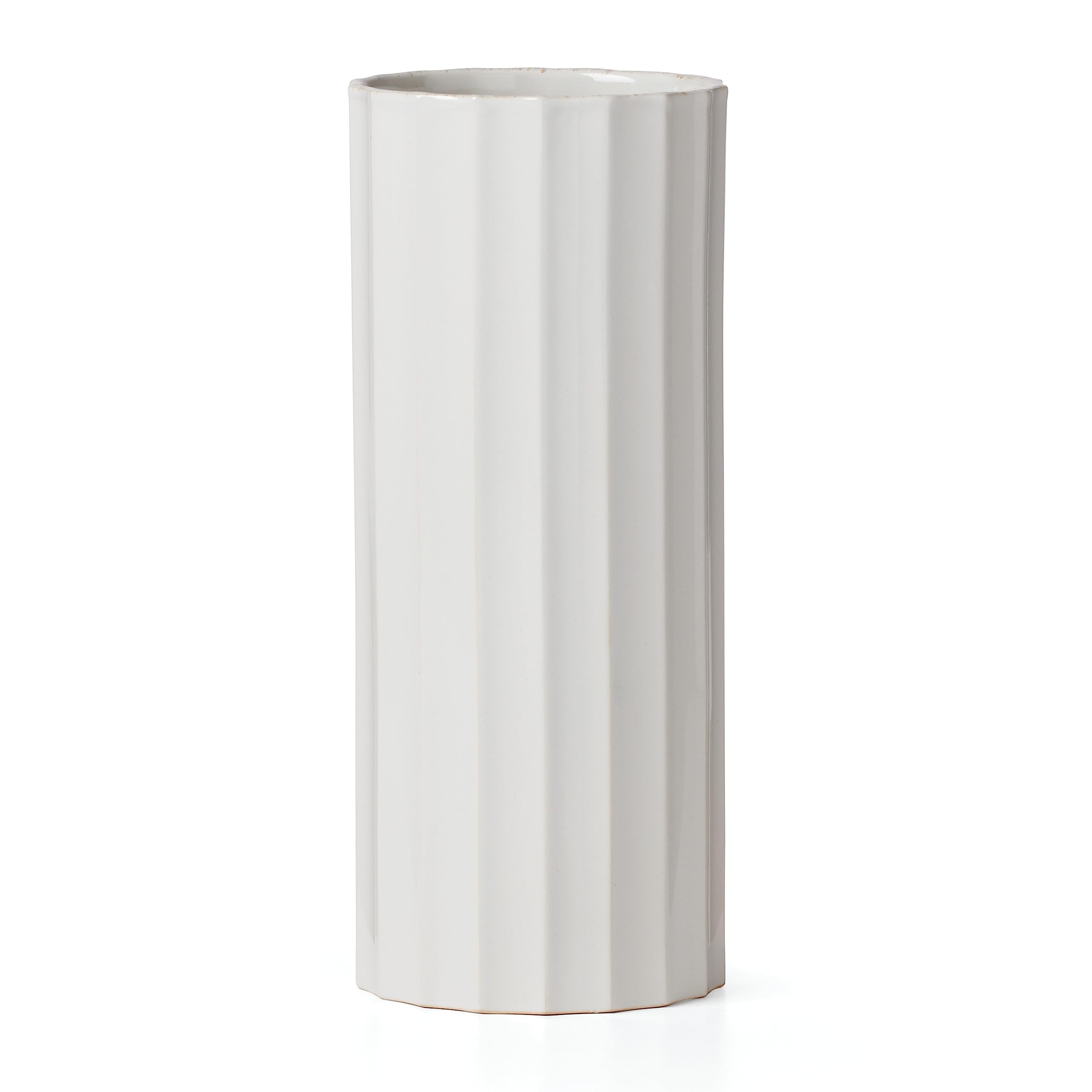 Lenox French Perle Scallop Cylinder Vase, 1 Count, White