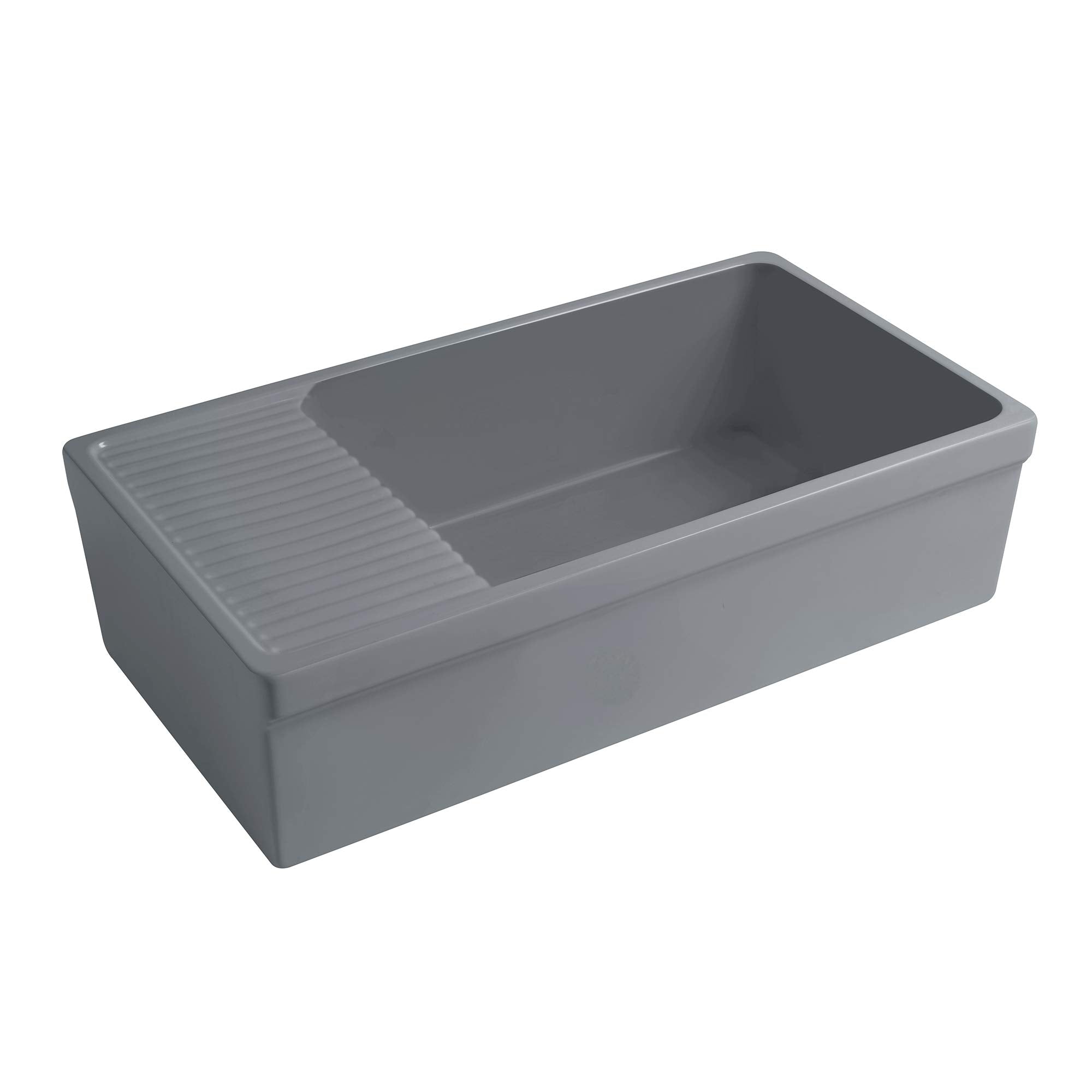 Whitehaus Collection Whqd540-M-Cement Quatro Alcove Kitchen, Fireclay, Front Apron Sink, Matte, Cement