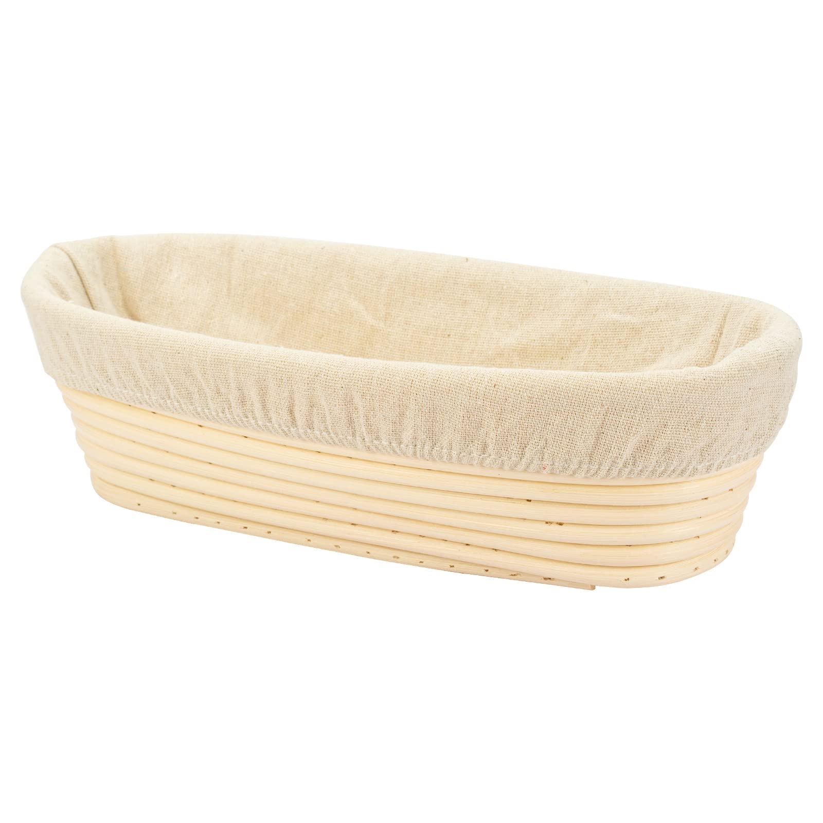 Stormshopping 9.8 Inch Oval Long Banneton Brotform Bread Dough Proofing Rising Rattan Basket & Liner