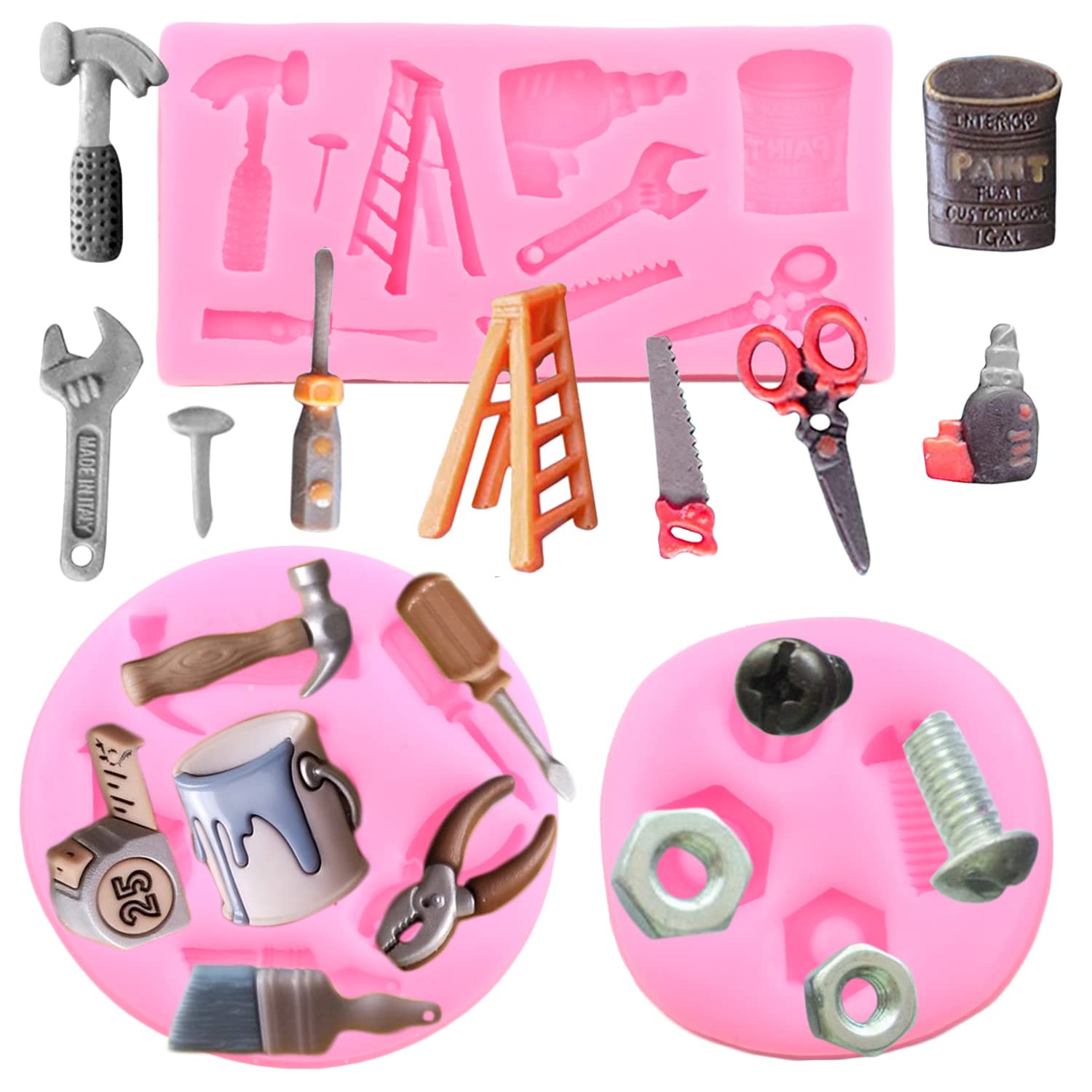 Mujiang Construction Tools Fondant Silicone Molds For Chocolate Candy Sugarcraft Cupcake Topper Cake Decorating