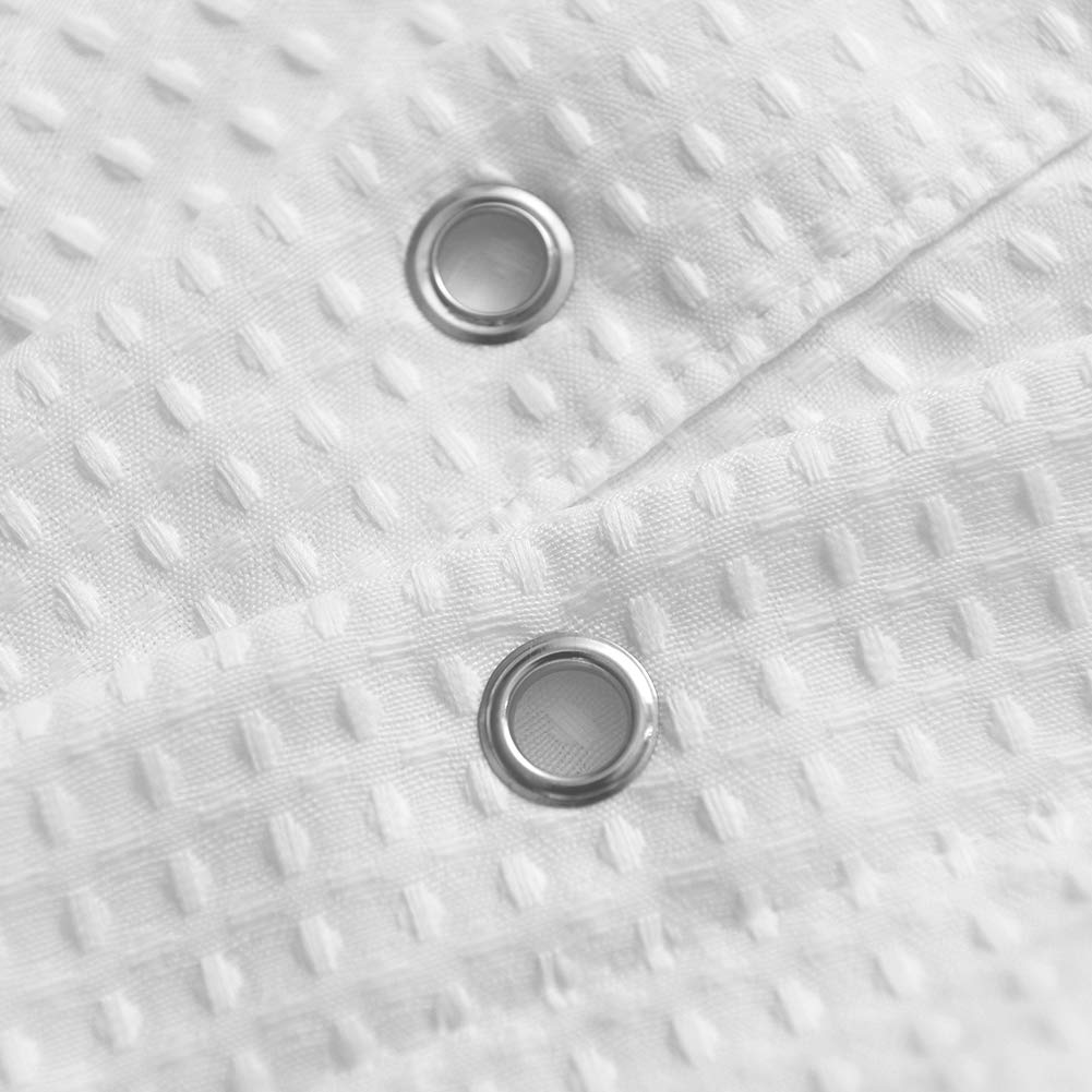 Barossa Design Waffle Weave Clawfoot Tub Shower Curtain 180 x 70 Inch Wrap Around - Heavy-Weighted Fabric to Stop Blowing  Washable  Water Repellent  with 36 Hooks Set  White  180x70