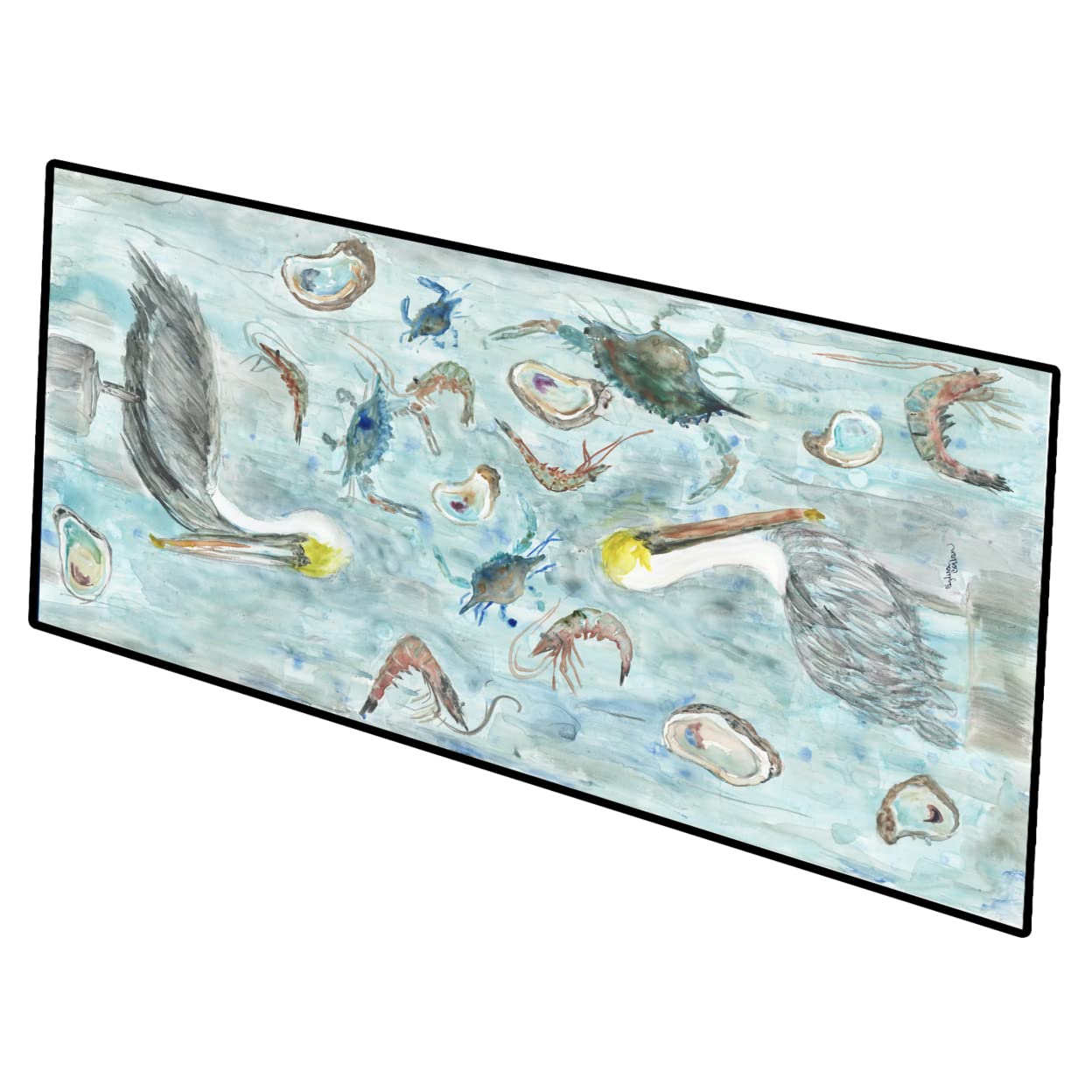 'Pelicans  Crabs and Shrimp Indoor or Outdoor Runner Mat 28x58 SC2088HRM2858''