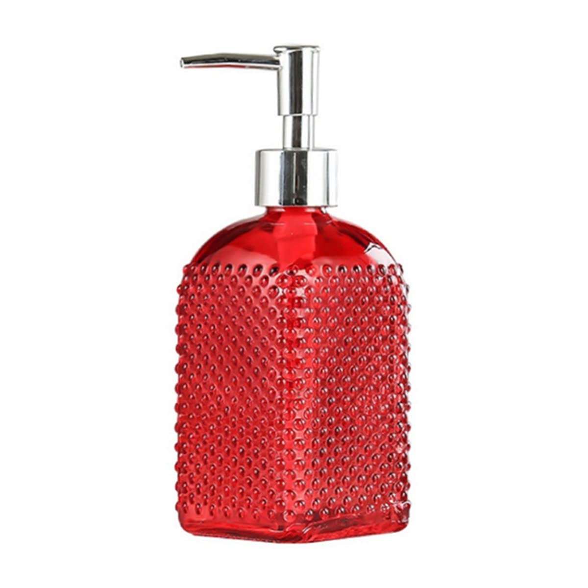Sizikato Beaded Surface Glass Soap Dispenser Bottle With Pump, 16Oz