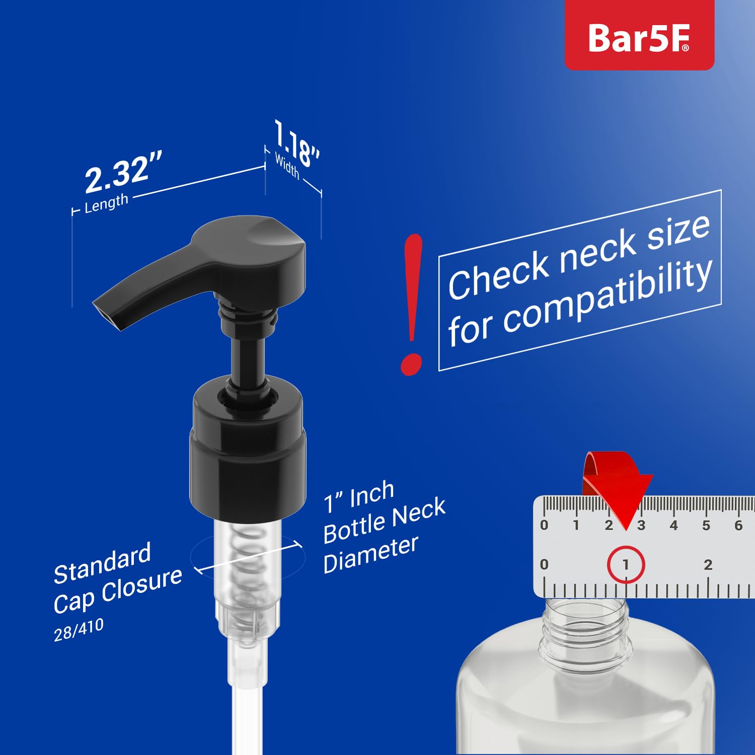 Pumps for Shampoo/Conditioner Bottles 1 Liter  33.8 oz. Leak-Proof  Fits1-Inch Bottle Neck  Pack of 2 Black