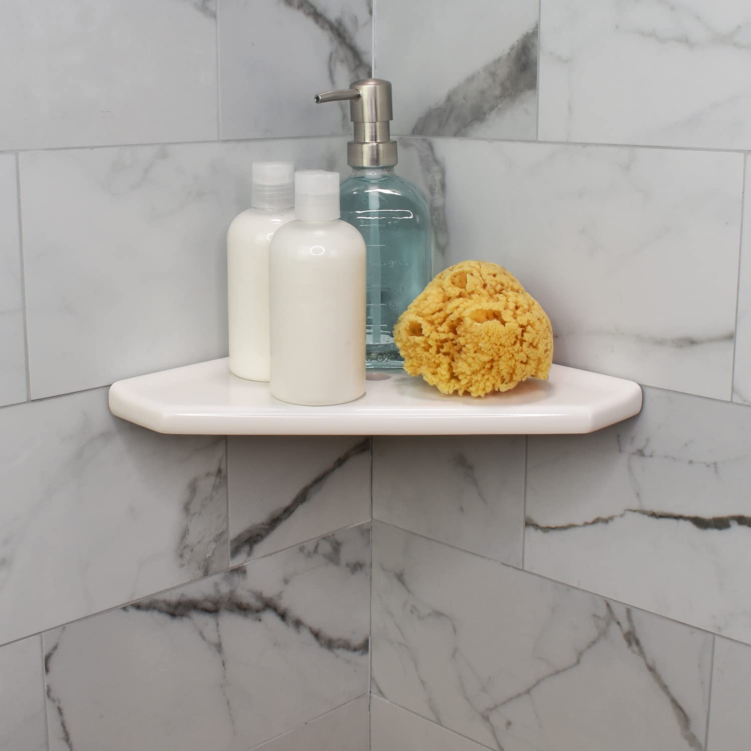 Questech Decor Corner Shower Shelf, Shower Shelf For Inside Shower Tiled Walls, Bathroom Shower Corner Storage, 10 Inch Corner S
