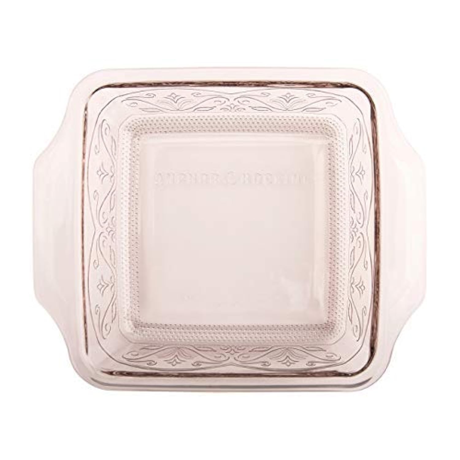 Anchor Hocking Square Baking Dish  Glass  8 x 8  Embossed  Rose