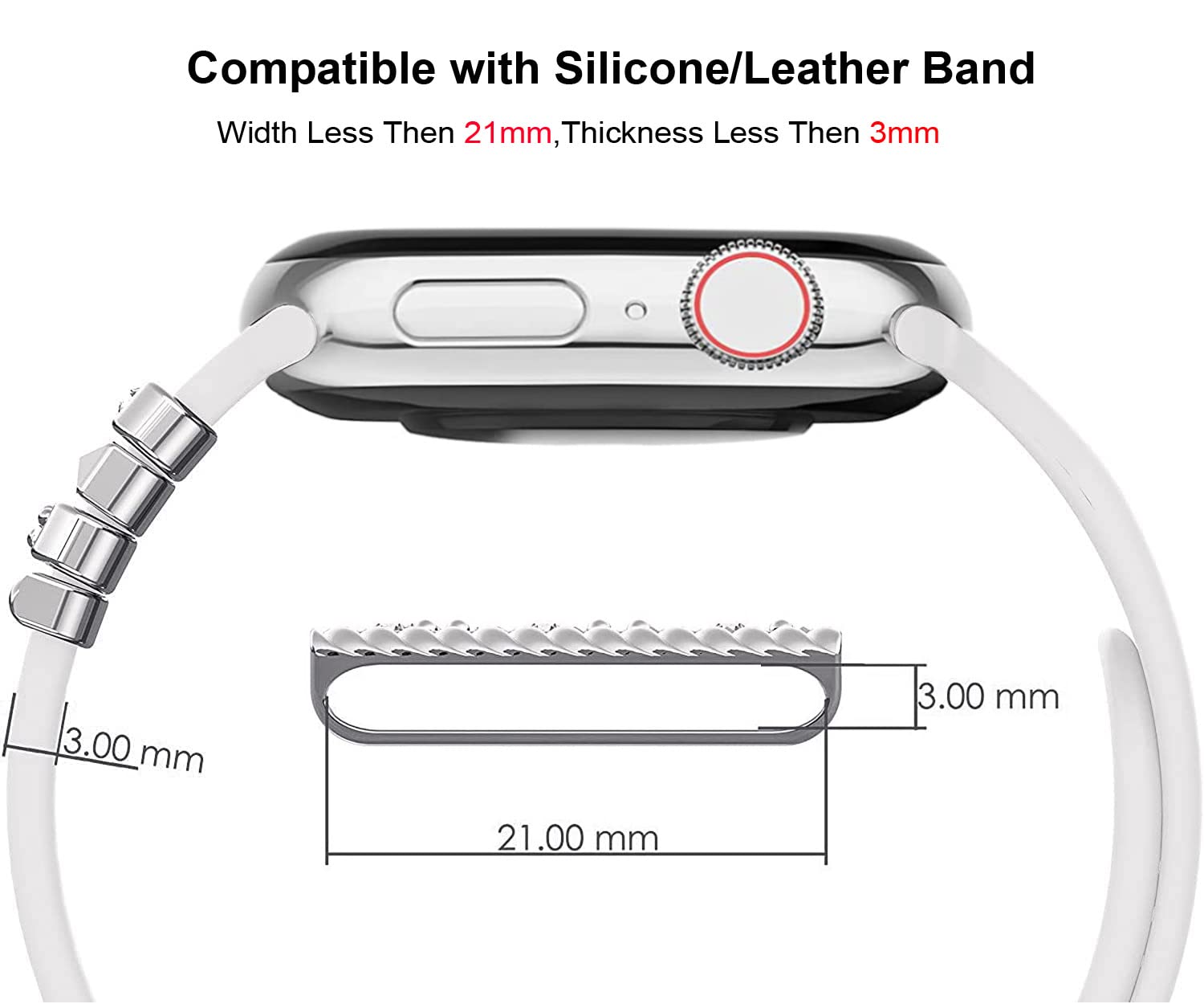 5Pcs Charms For Apple Watch Band 41Mm 45Mm 40Mm 44Mm Women,Diamondmetal Jewelry Decorative Ring Loops For Iwatch Series 8 7 6 5