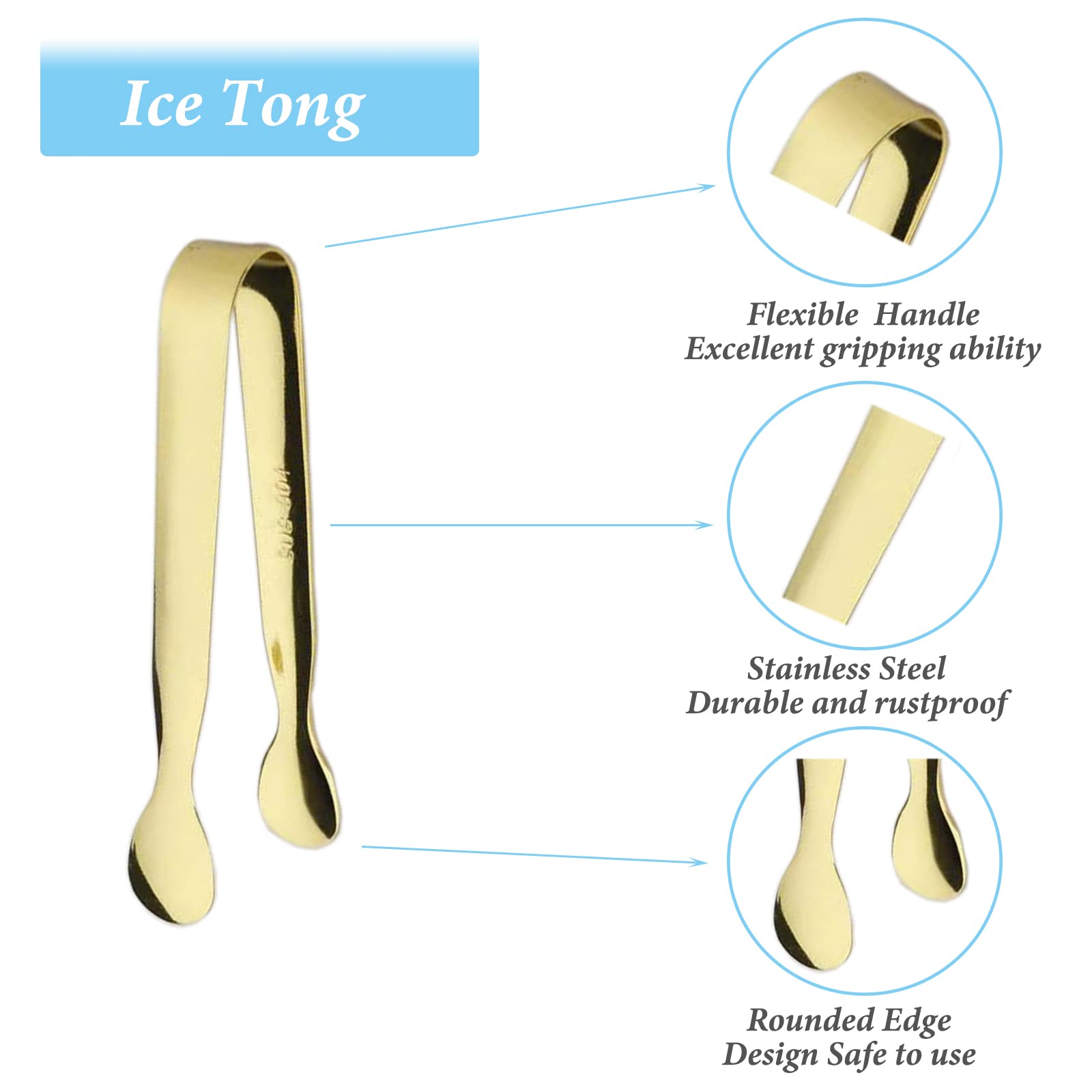 6Pcs Ice Tongs Mini Sugar Tongs 4.25Inch Tongs For Serving Food Small Serving Tongs, Kitchen Tongs For Appetizers,Tea Party, Cof