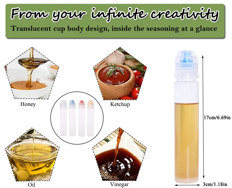 Akoak 4 Pcs Reusable Plastic Squeeze Bottle Dispenser, Salad Dressing, Ketchup, Honey Storage Bottle, Perfect For Kitchen Access