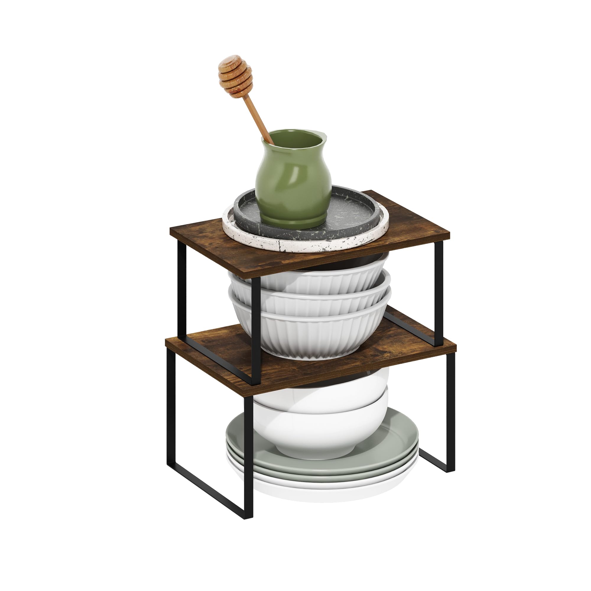 Furinno RAVEL Kitchen Countertop Organizer Set of 2, Counter Shelves, Kitchen Storage, Expandable, Stackable, Spice Rack, for Ki