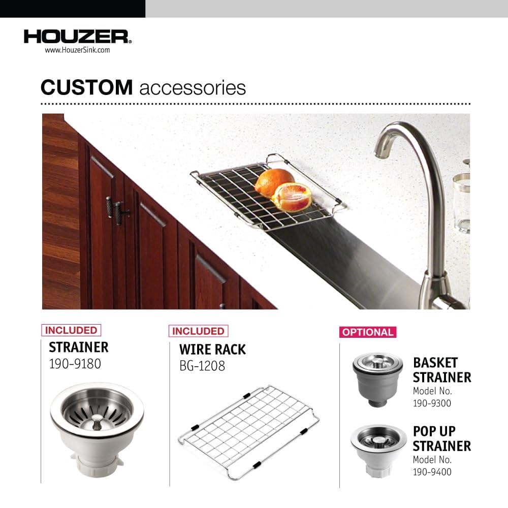 Houzer Ctb-3285 Contempo Trough Series Stainless Steel Bar Sink, 30-By-6-1/2-Inch, Satin