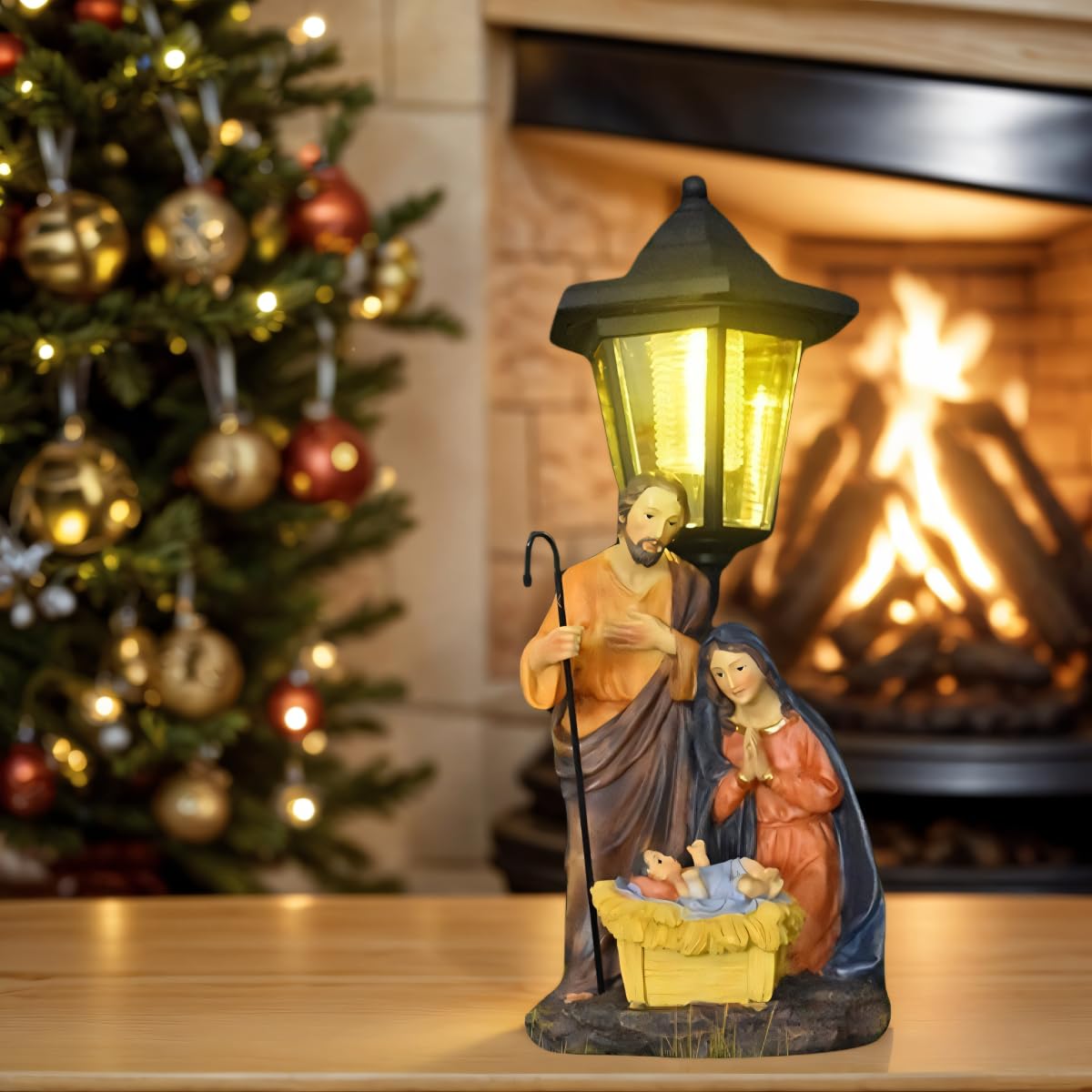 Holy Family Nativity Set Outdoor - Solar Powered Catholic Christmas Decor with Manger Scene, Weather-Resistant Yard Statues for