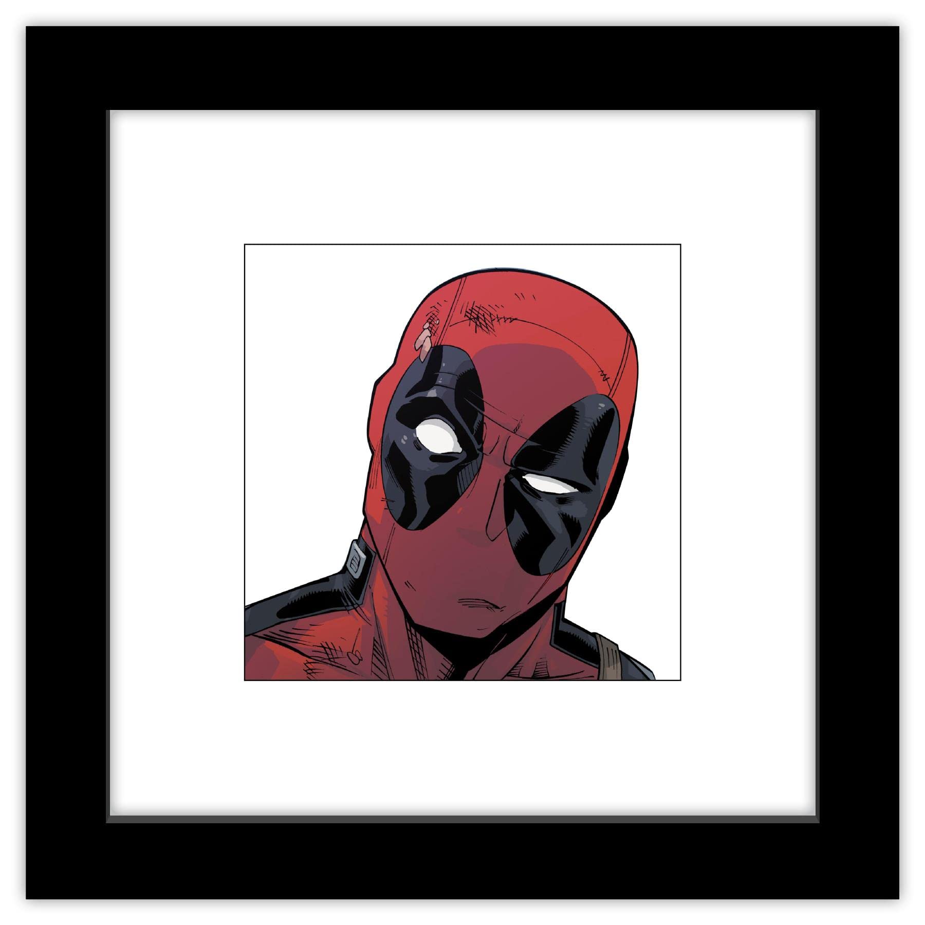 Trends International Gallery Pops Marvel Comics - Deadpool - Wink Portrait Wall Art, Black Framed Version, 12'' X 12''