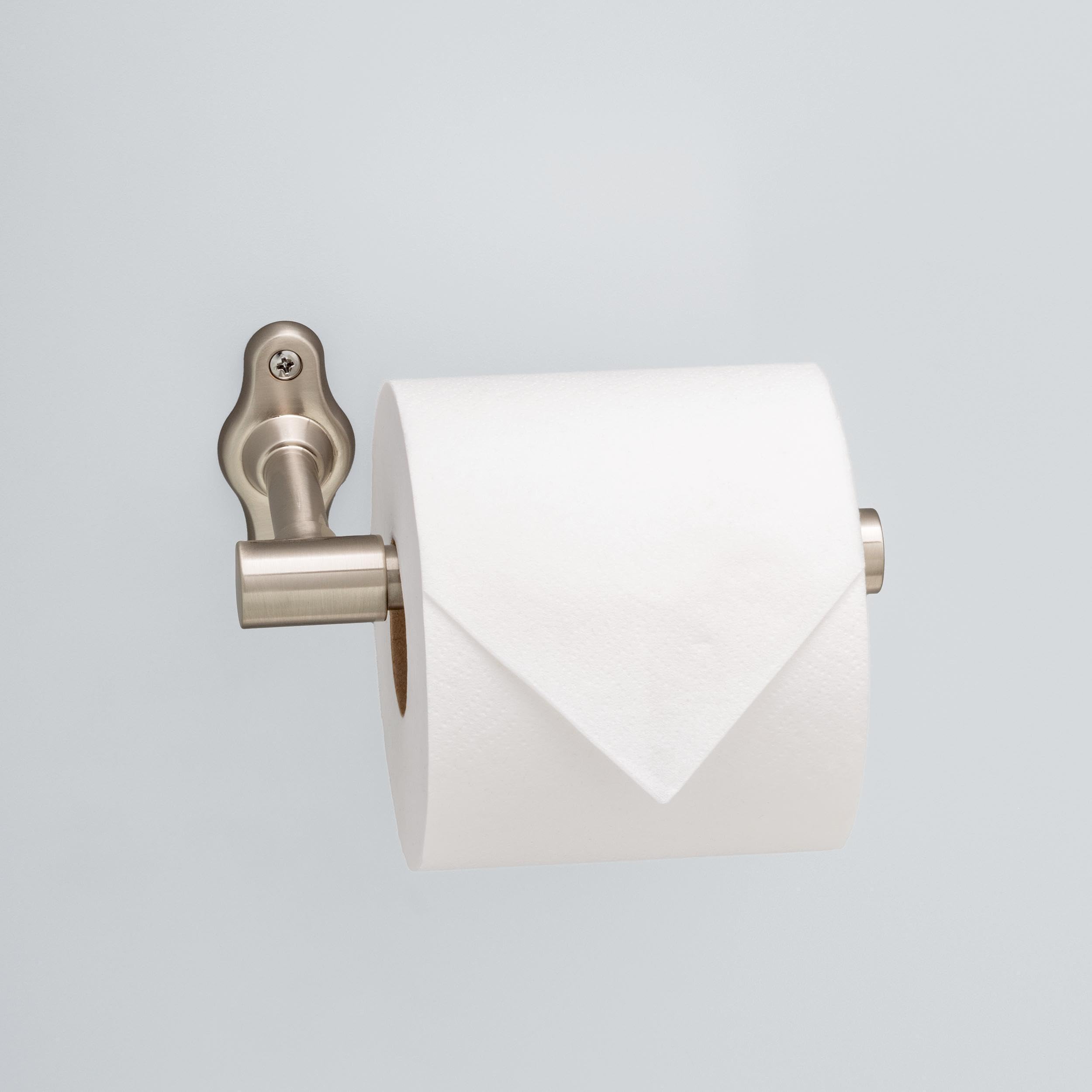 Franklin Brass Calloway (1-Pack) Toilet Paper Holder Satin Nickel Euro Tissue Roll Holder Single Post Toilet Tissue Holder Wall