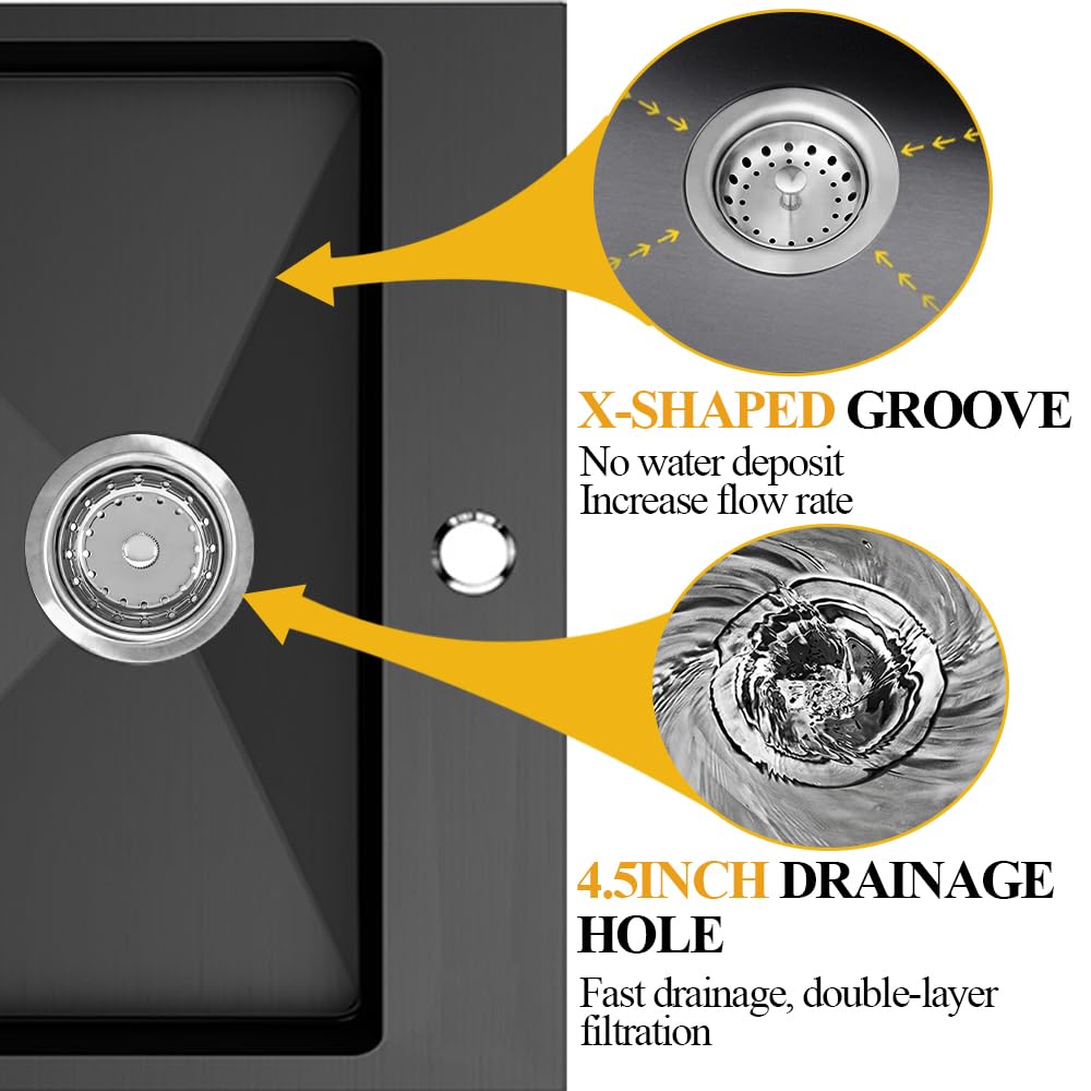 Black Kitchen Sink, Stainless Steel Topmount Bar Sink 15X17X9 Inch Single Bowl Drop In Kitchen Sink Combo-Stainless Steel Sink G