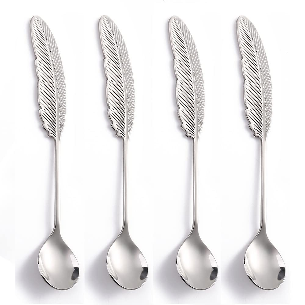 10 Pieces Dessert Spoons Stainless Steel, Cute Teaspoons Set, Espresso Spoons For Coffee Tea Ice Cream Cake Pudding Dessert Cond