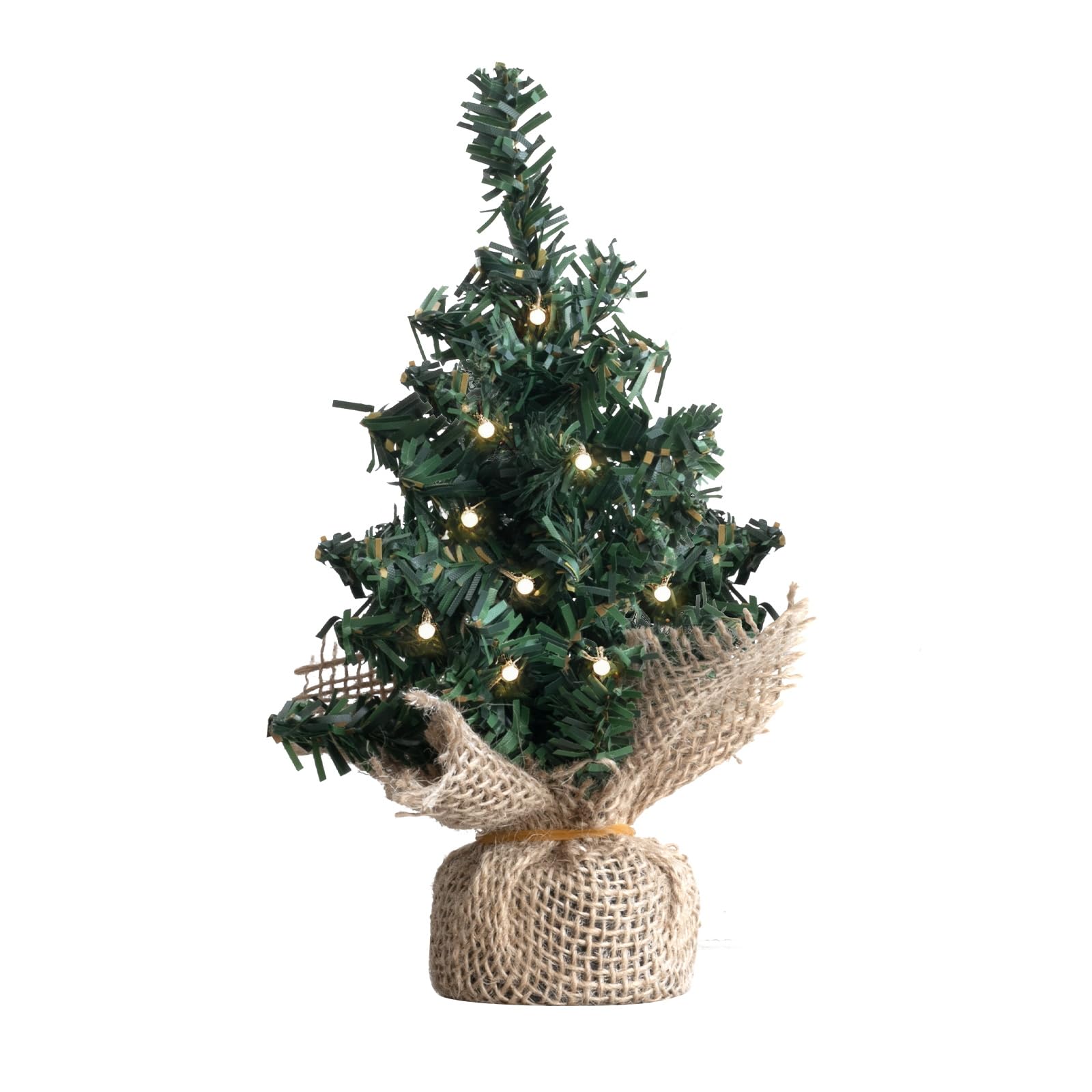Tabletop Mini Artificial Christmas Tree 6.7 Inch - Realistic PE Branches with Burlap Base, Non-Lit, Compact Xmas Holiday Decor f