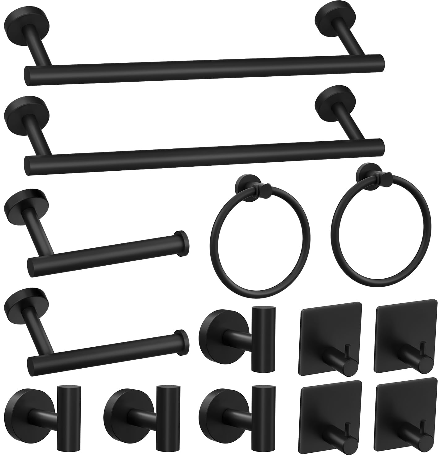 14-Pieces Matte Black Bathroom Accessories Set  Stainless Steel Bathroom Hardware Set  Bath Towel Bar Set  Towel Racks for Bathroom Wall Mounted.