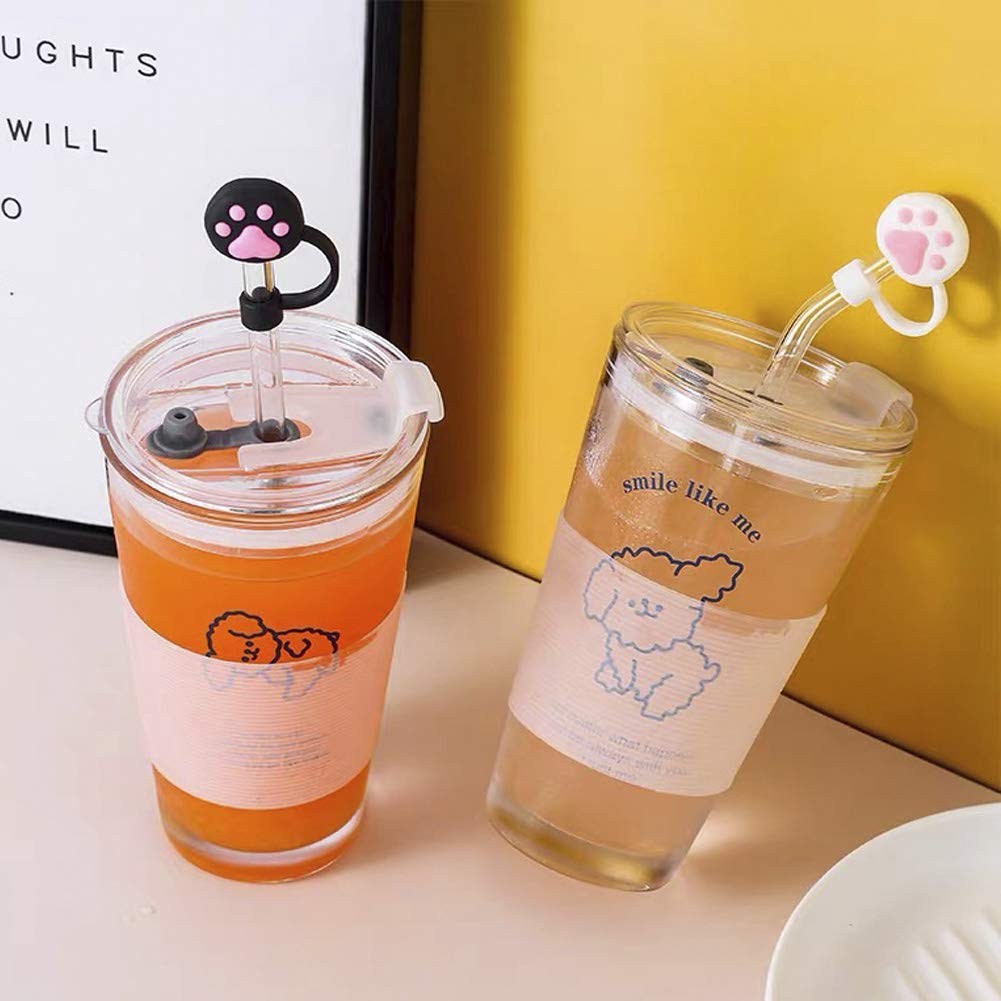 Lemonadeus Silicone 2Pcs Straw Tips Cover Reusable Drinking Straw Tips Lids/Plugs Anti-Dust, Airtight Seal Splash Proof - For 6-