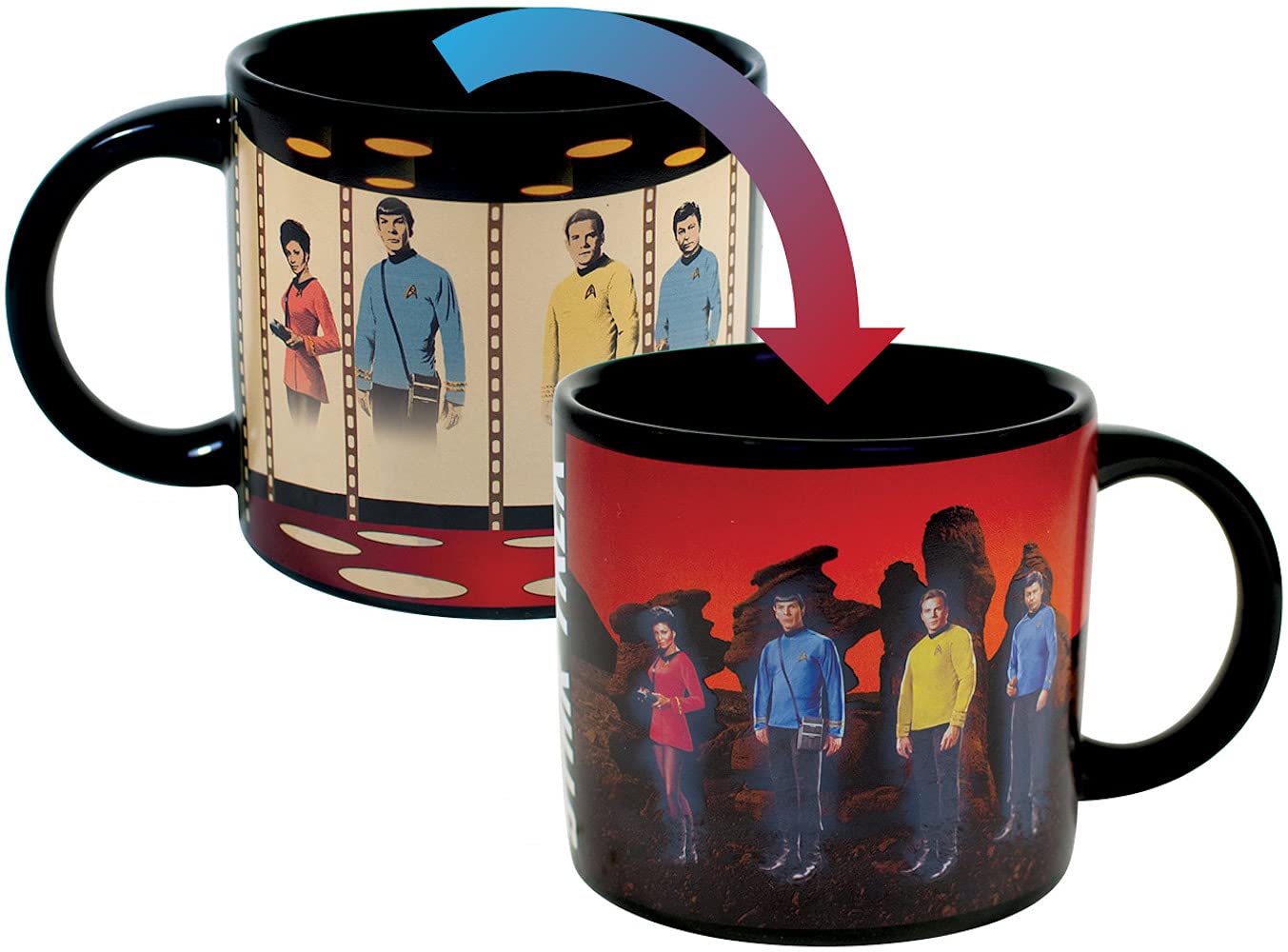 Unemployed Philosophers Guild Star Trek Transporter Heat Transforming Mug - Hot Coffee Beams Down Kirk, Spock, Mccoy, And Uhura,