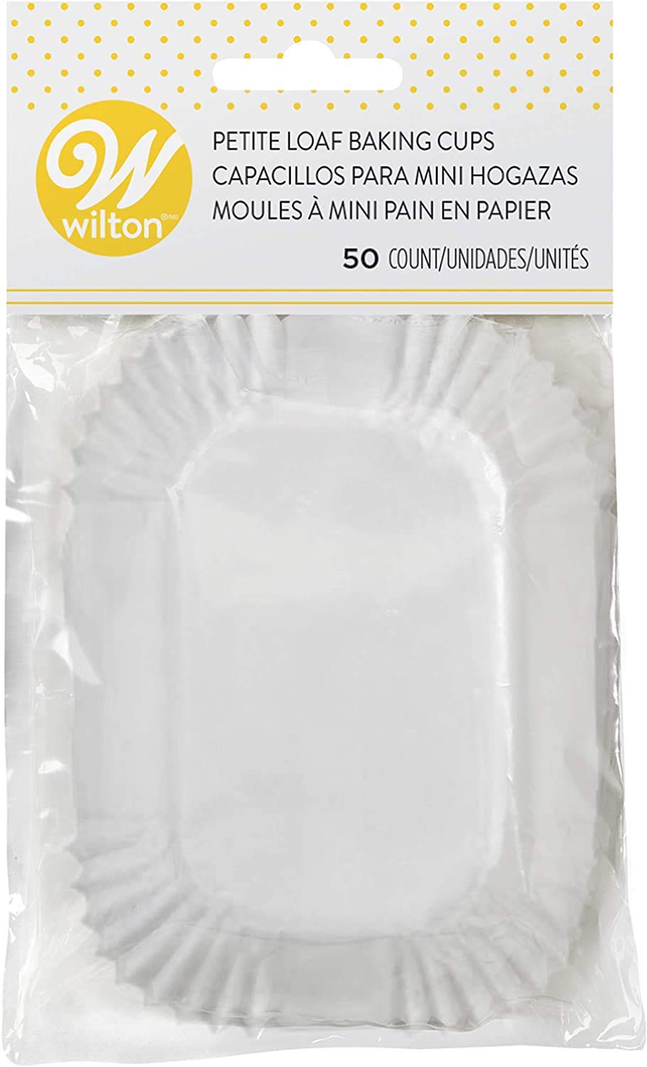 Wilton Baking Cups White Petite Loaf, 50 Pack Mini, Model 191006759