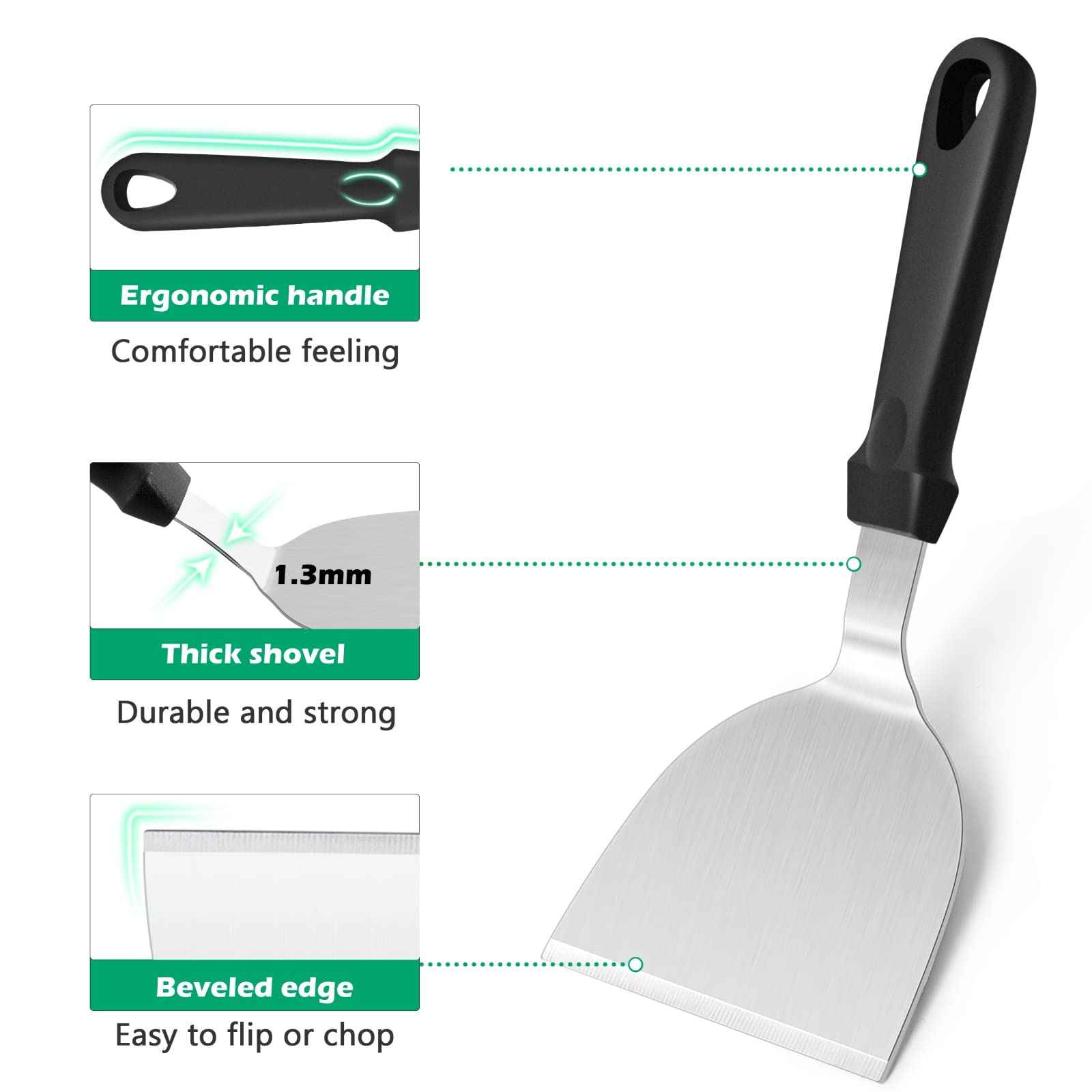 Metal Spatula Set Of 2, Hasteel 10 X 4.7In Stainless Steel Griddle Turner Flipper, Flat Top Griddle Teppanyaki Hibachi Tools For