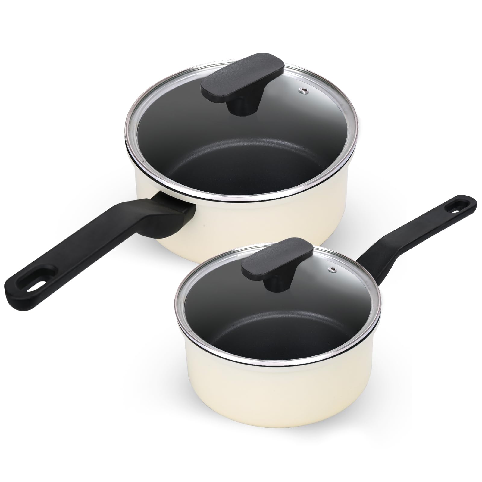 Legacy Culinaryware Nonstick Sauce Pan with Lid,1.5Qt & 2Qt Set, PFOA Free,Kitchen Pots Induction Pot,Cream