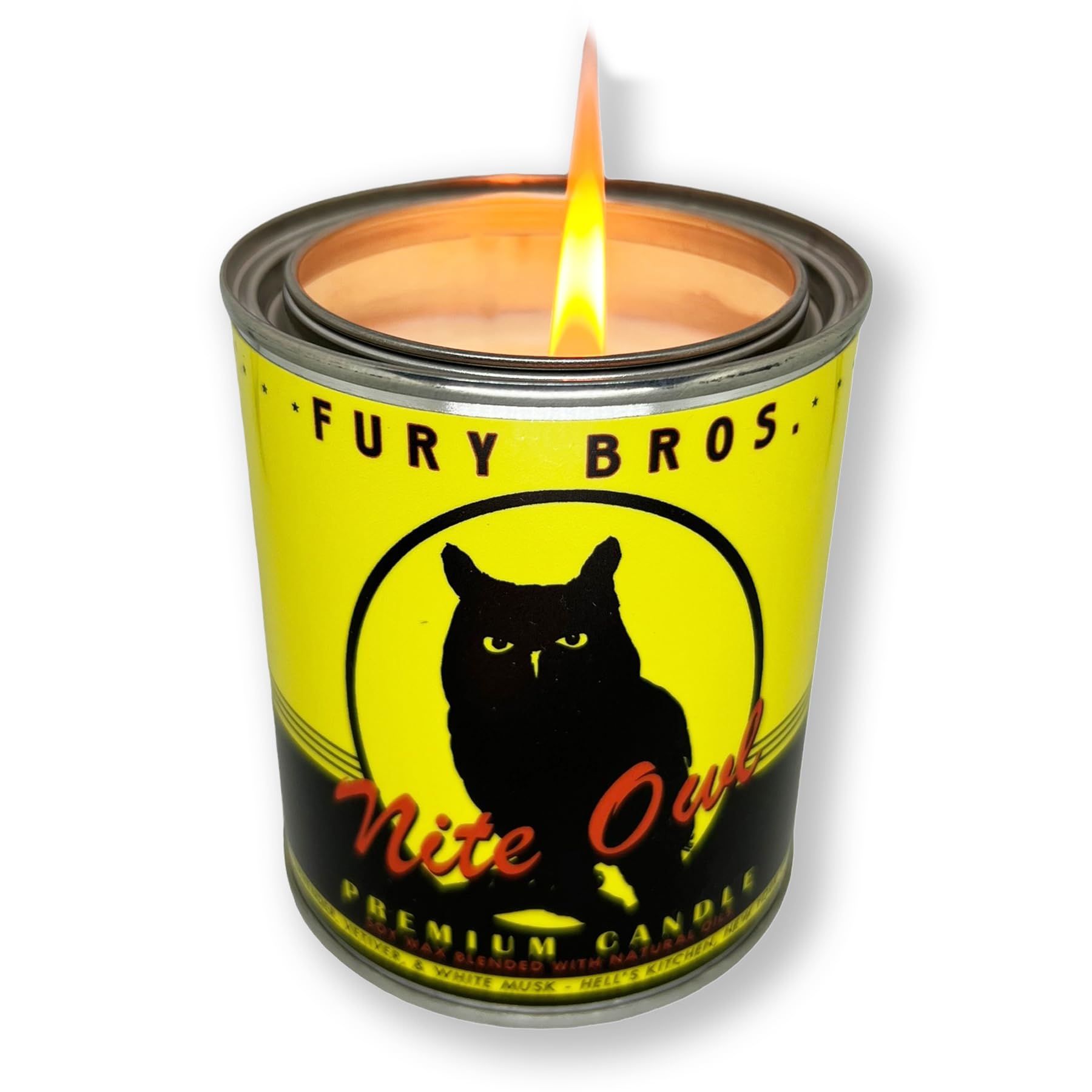 Fury Bros. Scented Candles for Men | Nite Owl | Lavender Vetiver White Musk | Natural Soy Wax | Hand-Poured in The USA | Long 70