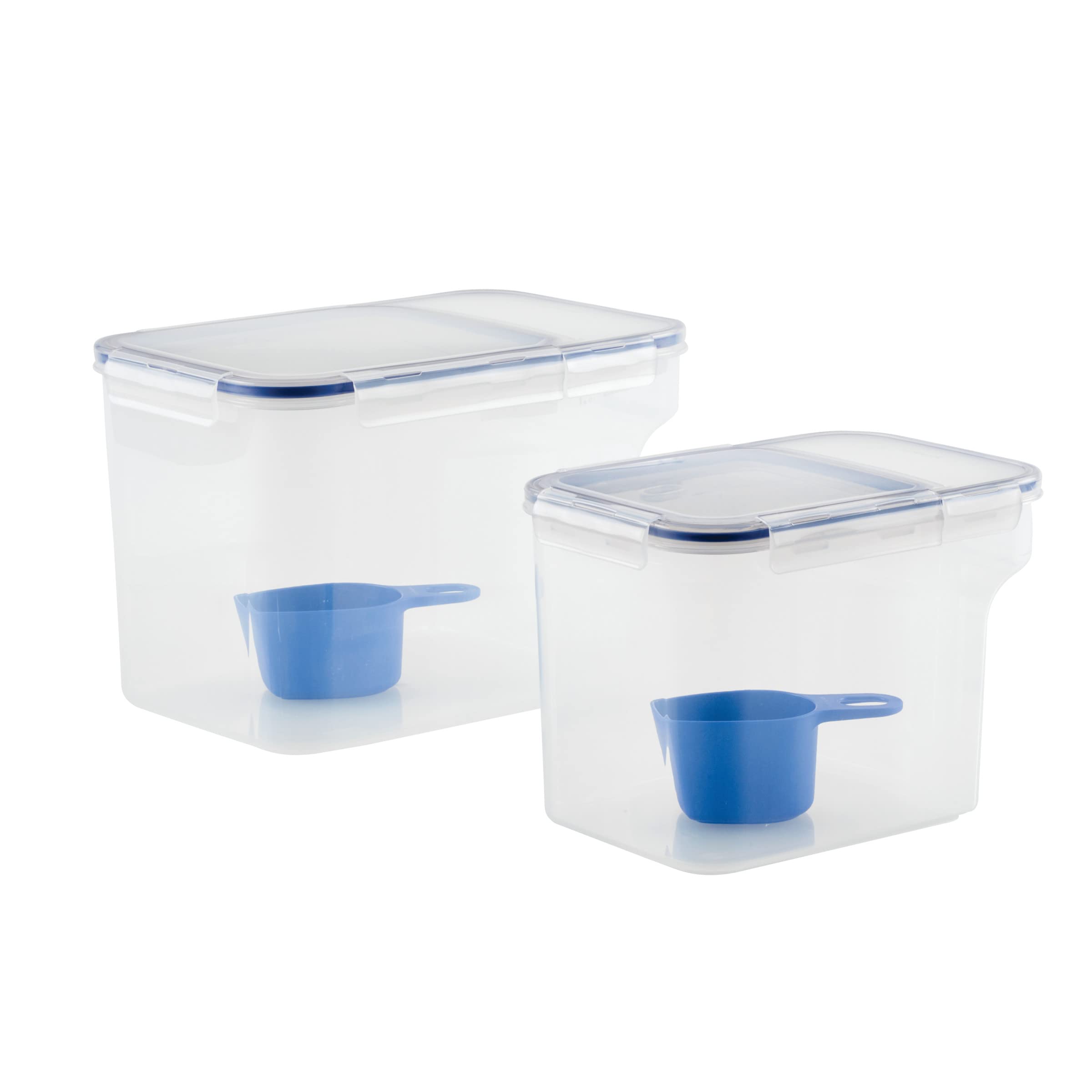 Locknlock Easy Essentials Container And Scoop Food Storage Bin Set, Bpa-Free/Dishwasher Safe, 4 Piece, Clear