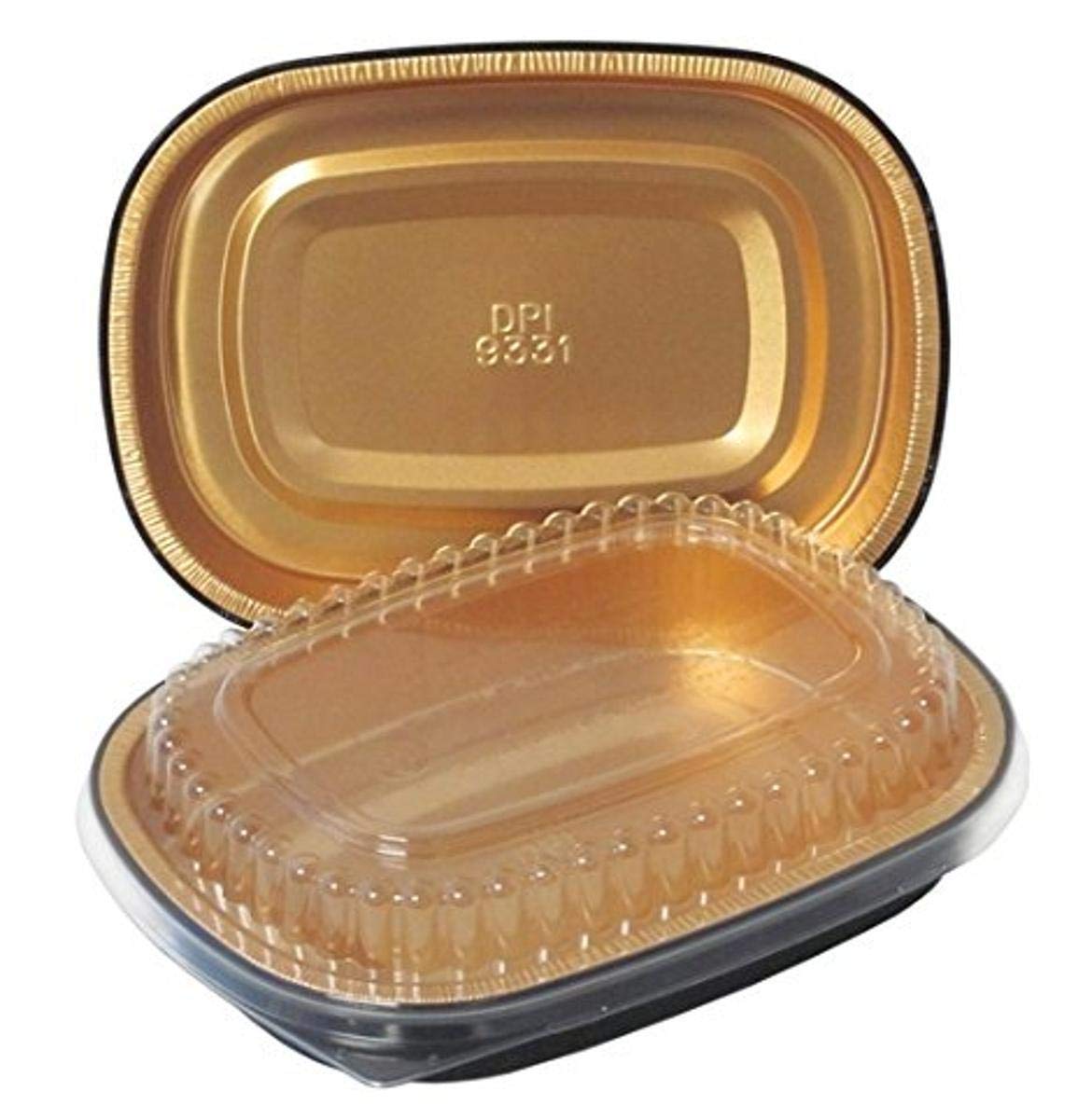 Durable Packaging Aluminum Closeable Containers, 23 Oz, 6.25 X 1.25 X 4.38, Black/Gold, 100/Carton