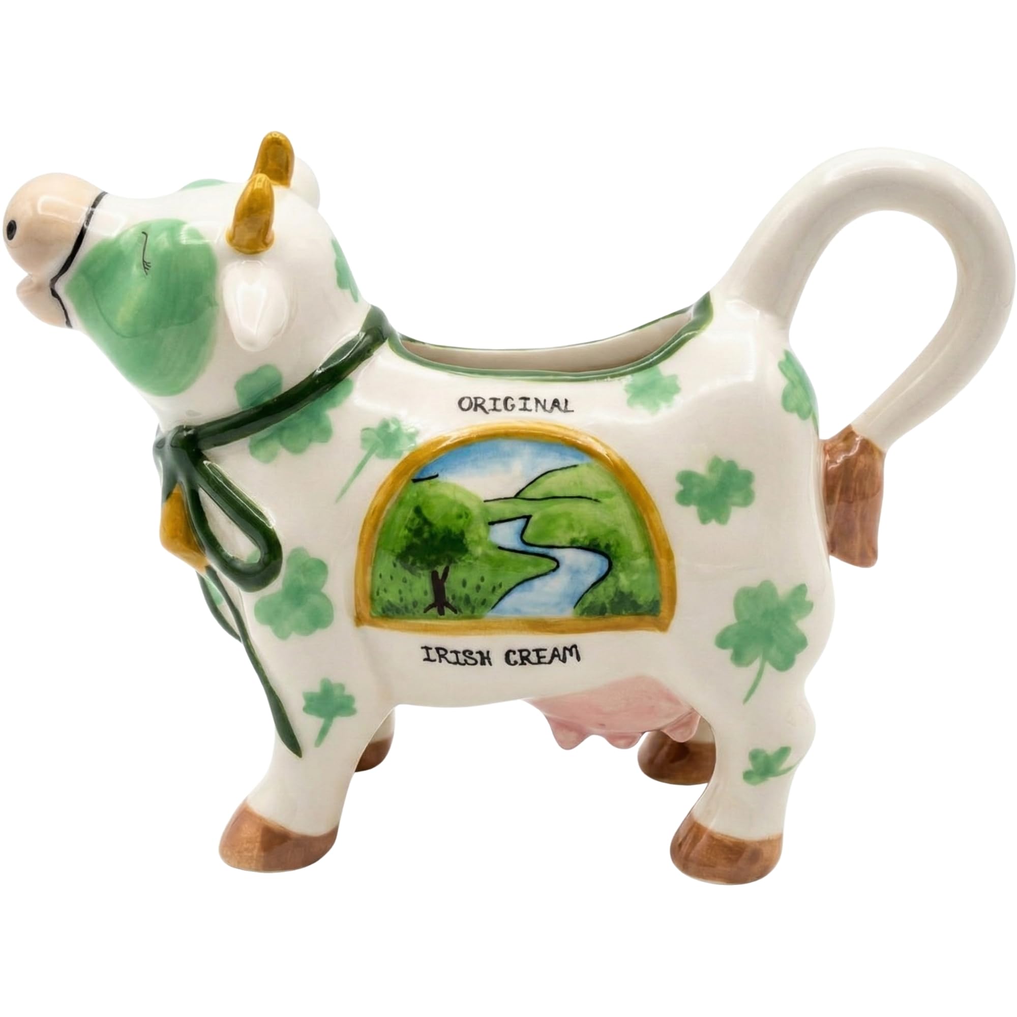 Blue Sky Clayworks Irish Cream Cow Creamer, 6.25L x 2.75W x 4.5H