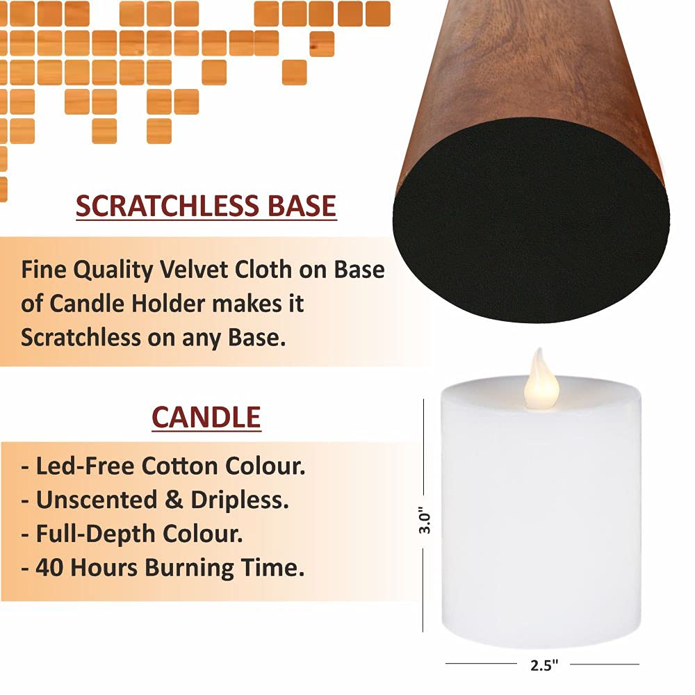 Papeer Humra Wooden Candle Stand/Holder for Christmas Home Dcor Tealight Diya Holder Mango Wood with Free Candle