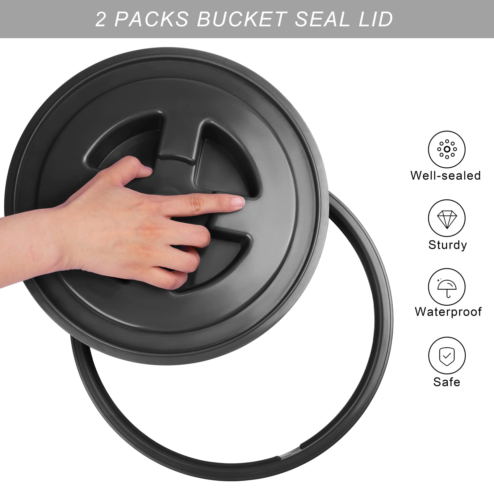 Aodaer 4 Pieces Seal Lid 5 Gallon Bucket Twist Lid Food Storage Container Lid Reusable Plastic Seal Lid Food Storage Container L