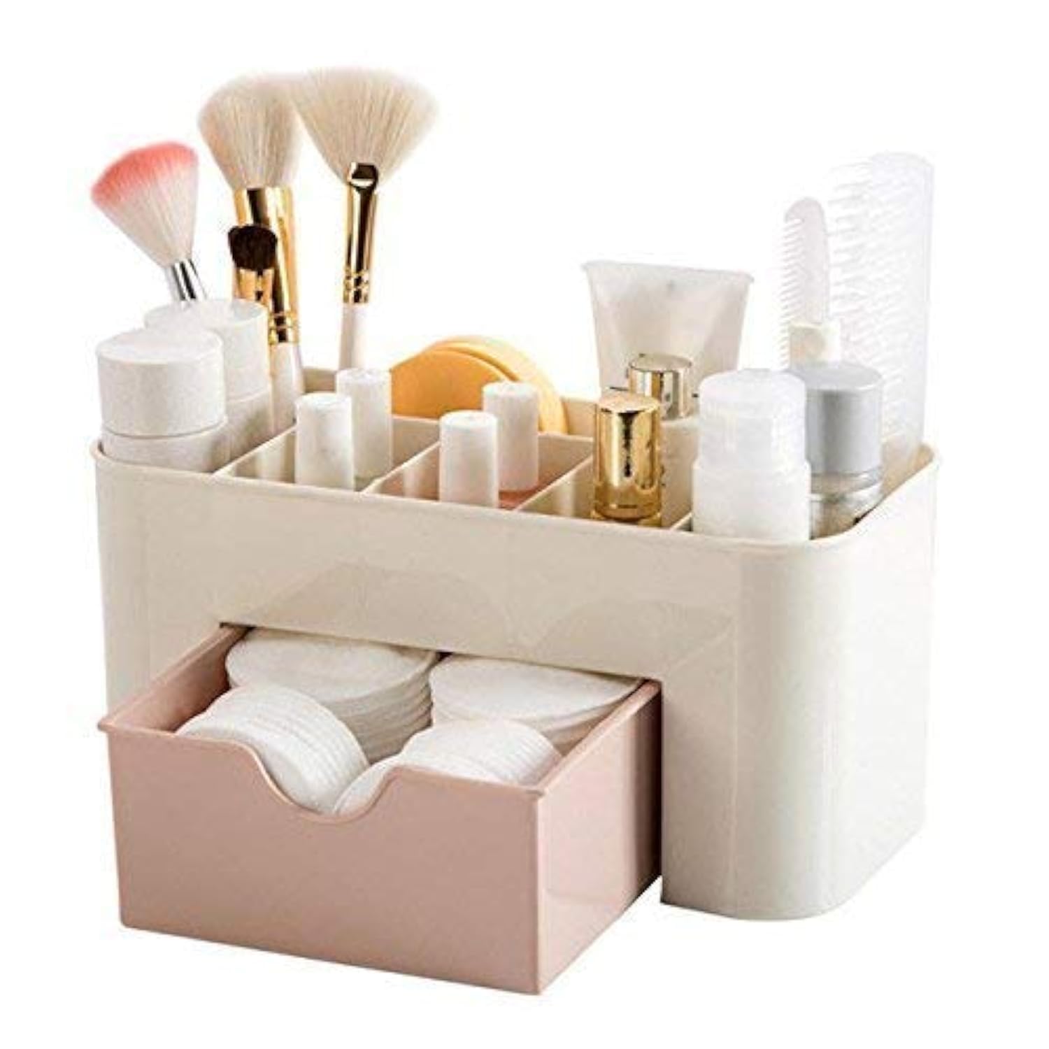 Shreejiih Cosmetic Storage Box Multi Functional Desktop Tidy Organiser Holder With Drawer Random Colour