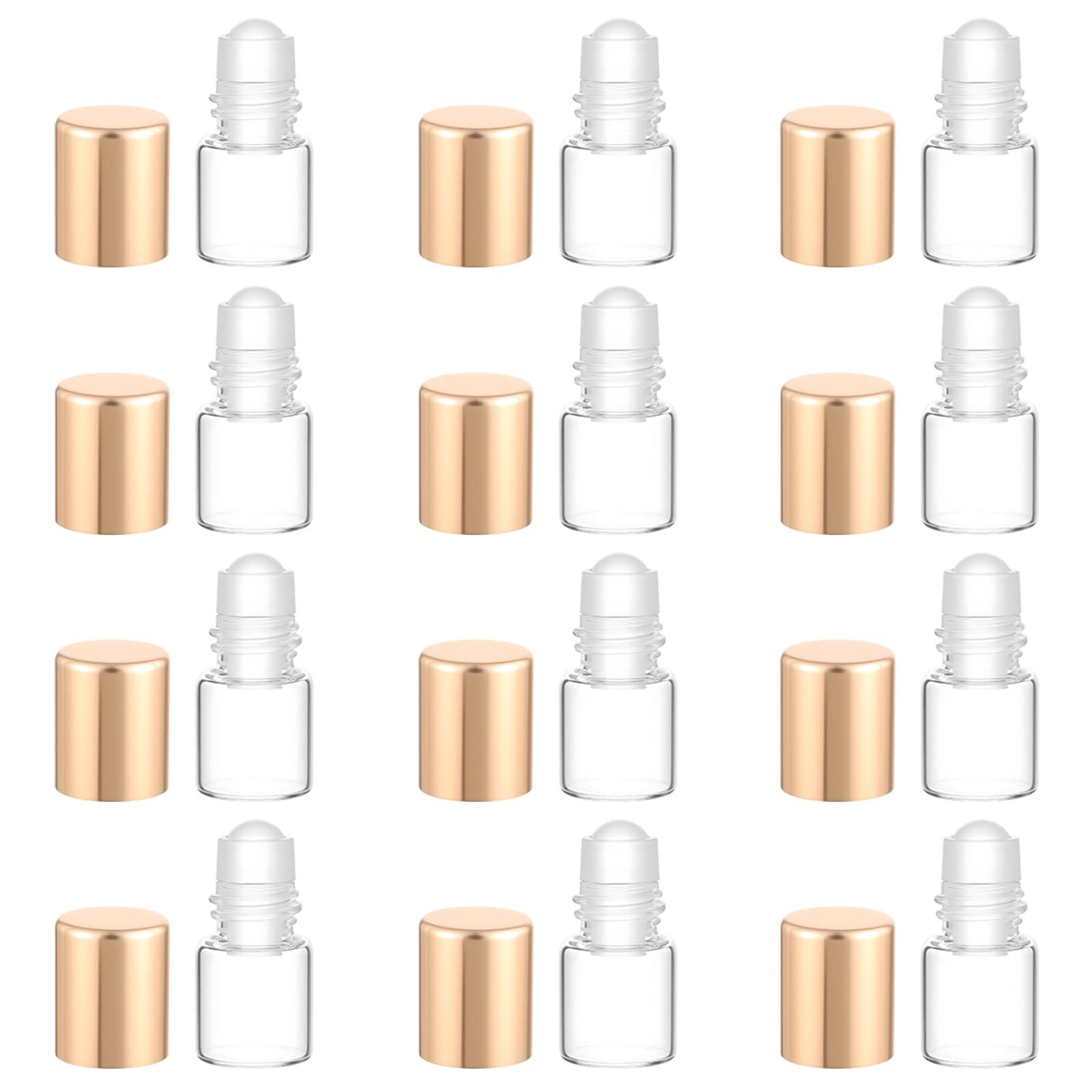 Fyntave 12 Pcs 1ml Glass Roll on Bottle Essential Oil Roller Bottles
