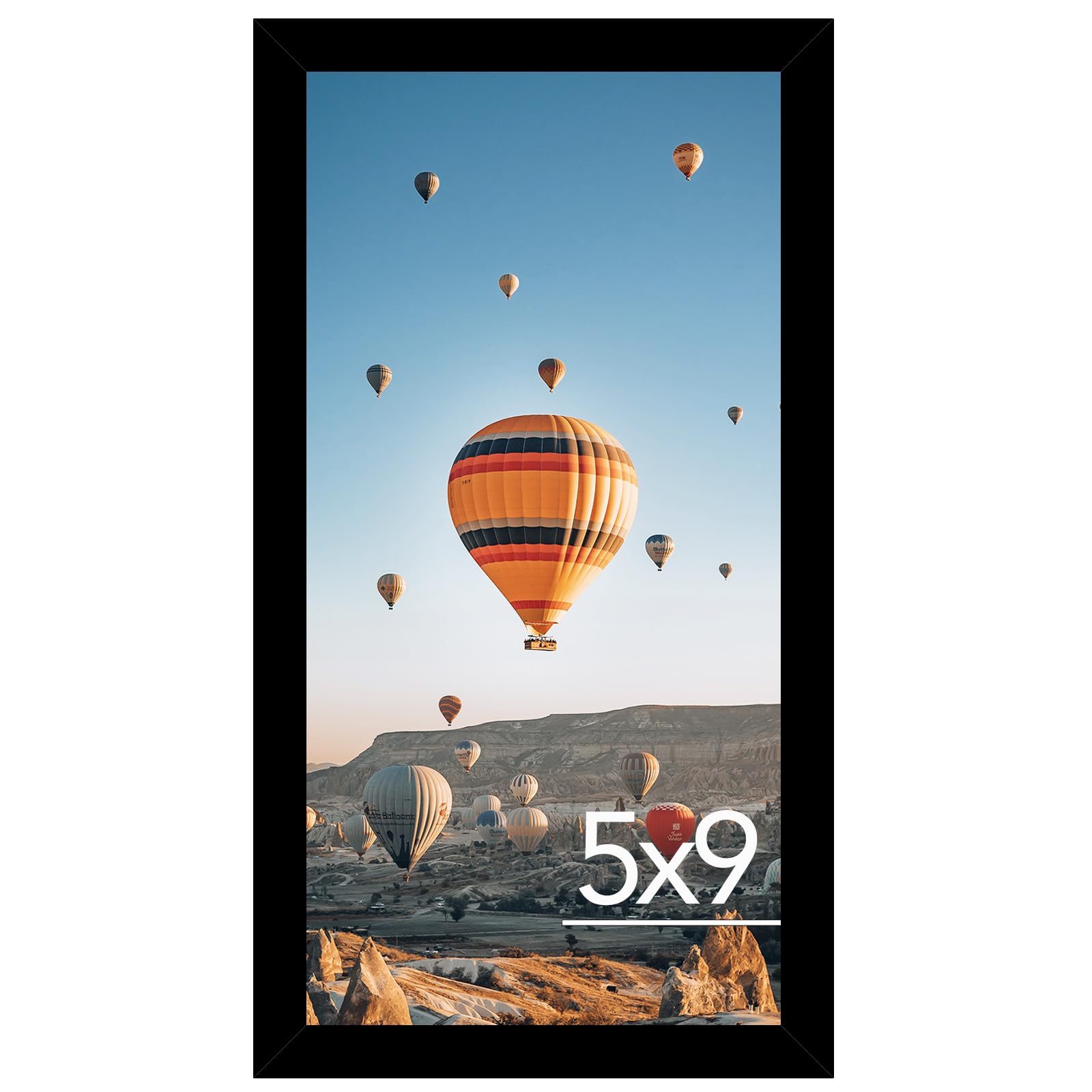 JCJMY 5x9 Picture Frame Black for Wall Hanging or Tabletop, Wall Mounting Horizontally or Vertically, 5 x 9 Wall Gallery Poster 