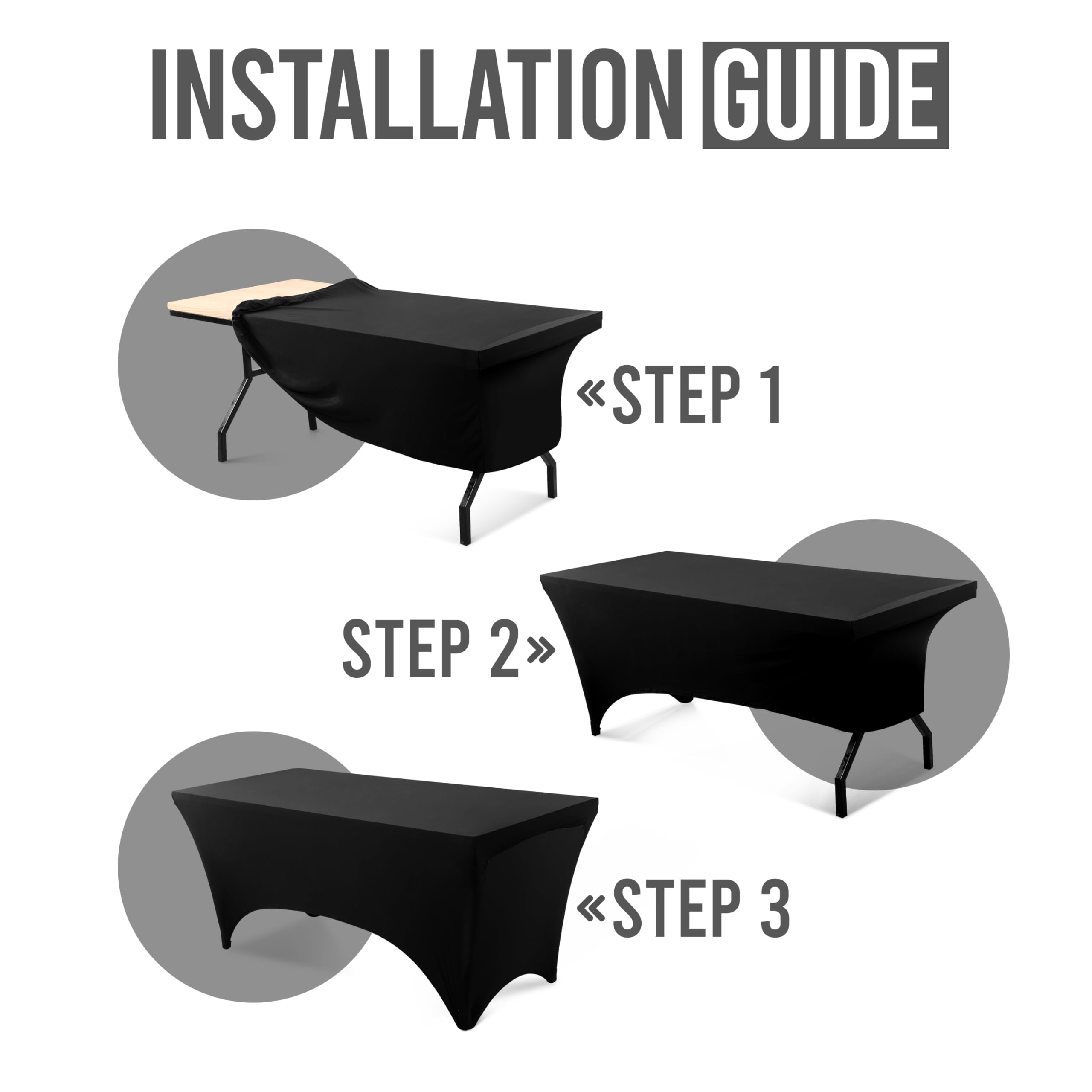 Utopia Kitchen Spandex Tablecloth 1 Pack [6Ft, Black] 200 Gsm Tight, Fitted, Washable And Wrinkle Resistant Stretch Rectangular