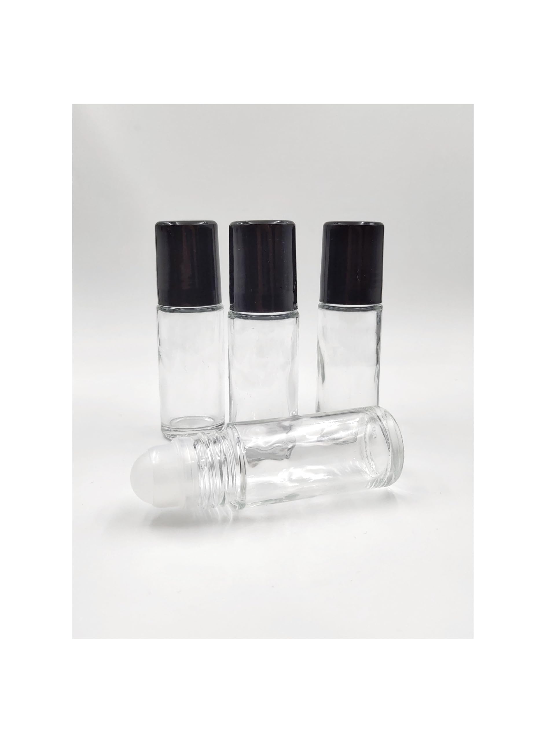 Yyngjck 4Packs Glass Clear Roller Bottles 30Ml/1 Oz Refillable Essential Oil Perfume Roll On Bottles Leak-Proof Design Empty