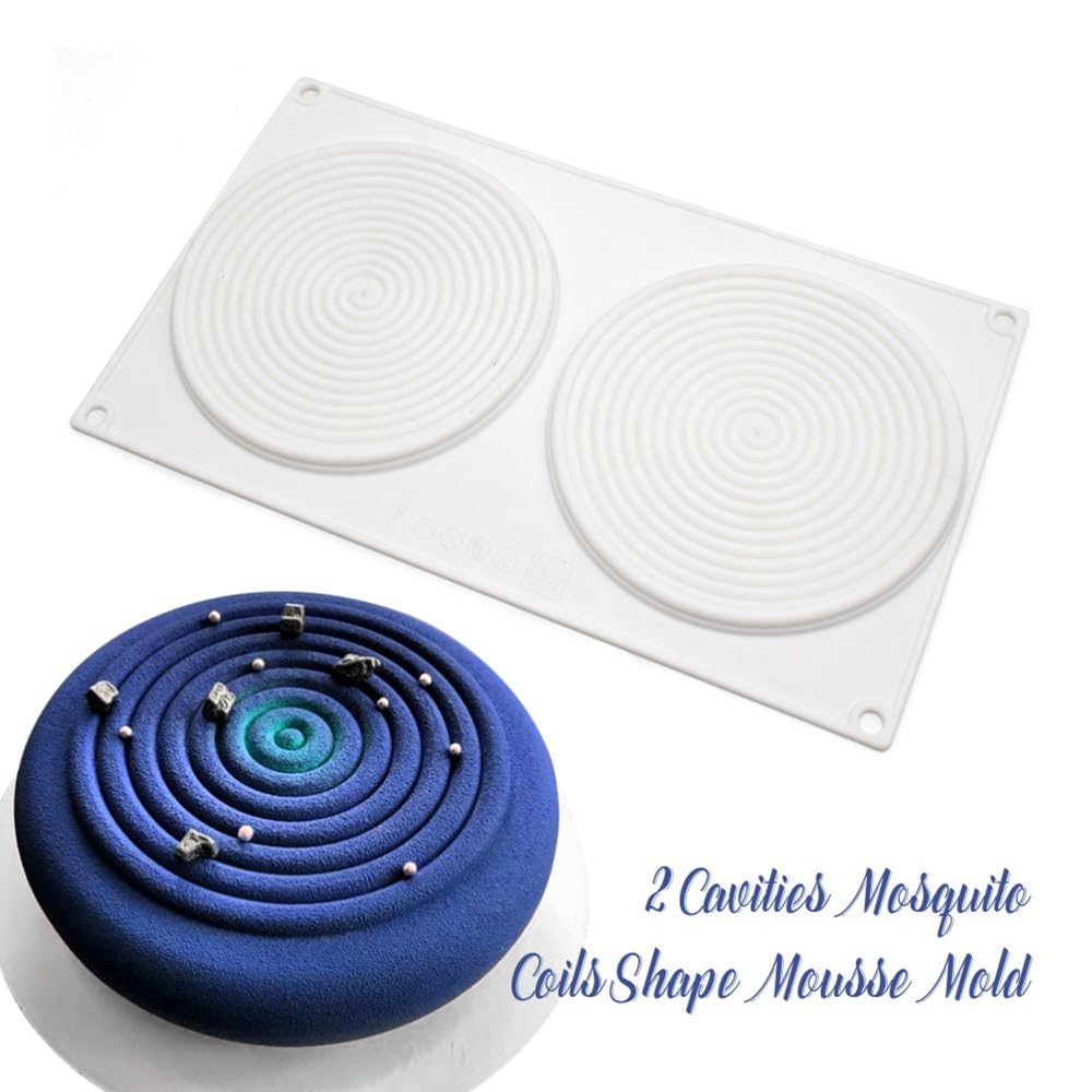 Round Spiral Shaped Cake Silicone Baking Mold Diy Spiral Silicone Candy Mould (Round Spiral B_11.88 X6.84X 0.36 Inch)