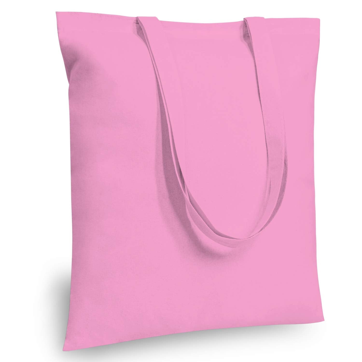 Topdesign 24-Pack Economical 16''X15'' Baby Pink Cotton Tote Bag, Lightweight Medium Reusable Grocery Shopping Cloth Bags, Suita