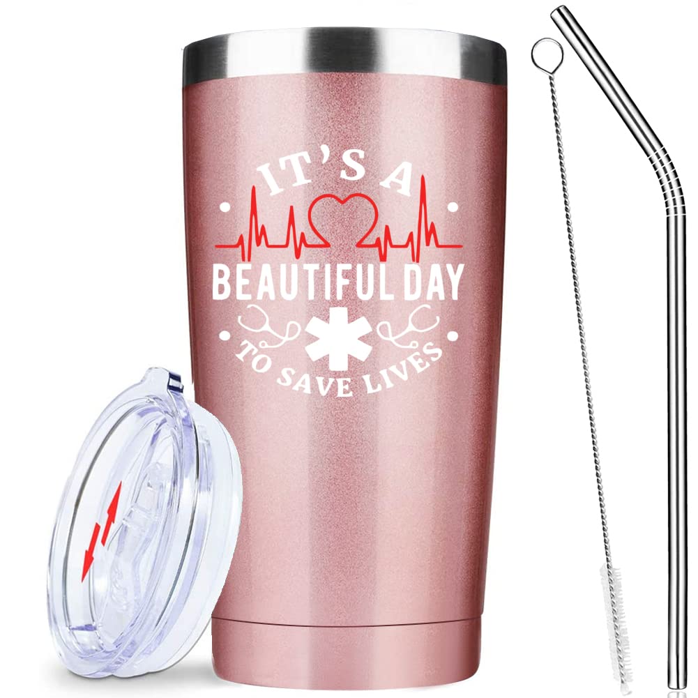 Athand Greys Anatgreys Anatomy Stainless Steel Tumbler With Lid Straw 20Oz - Save Lives Rose Gold Vacuum Insulated Tumbler Coffe