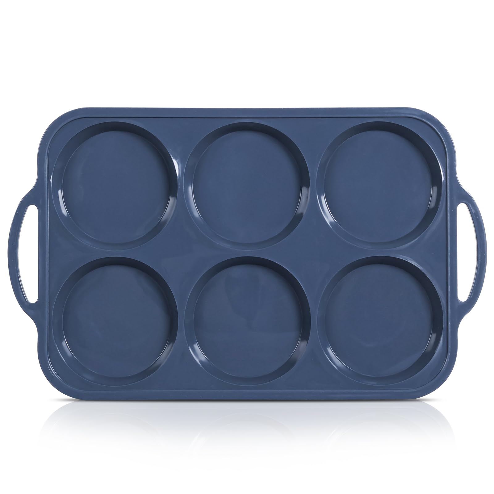 Vnray 4 Inch Jumbo Silicone Muffin Top Pan with Metal Frame, Non Stick Silicone Egg Mold for Oven, Large Whoopie Pie Baking Pan 