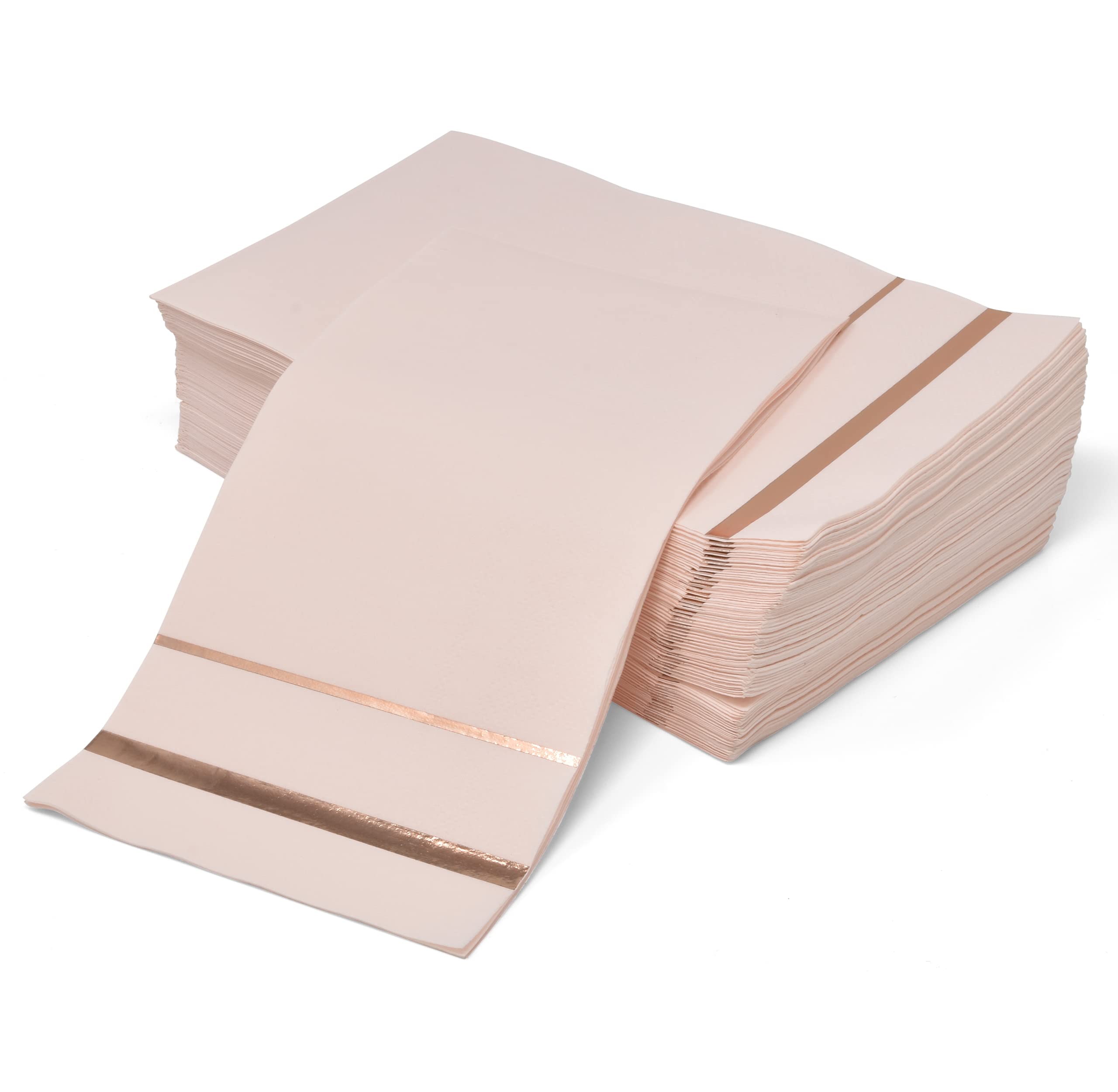 Gift Boutique 100 Pink Guest Napkins with Rose Gold Foil Trim Disposable Paper Dinner Hand Napkin for Bathroom Wedding Holiday Baby Shower Birthday
