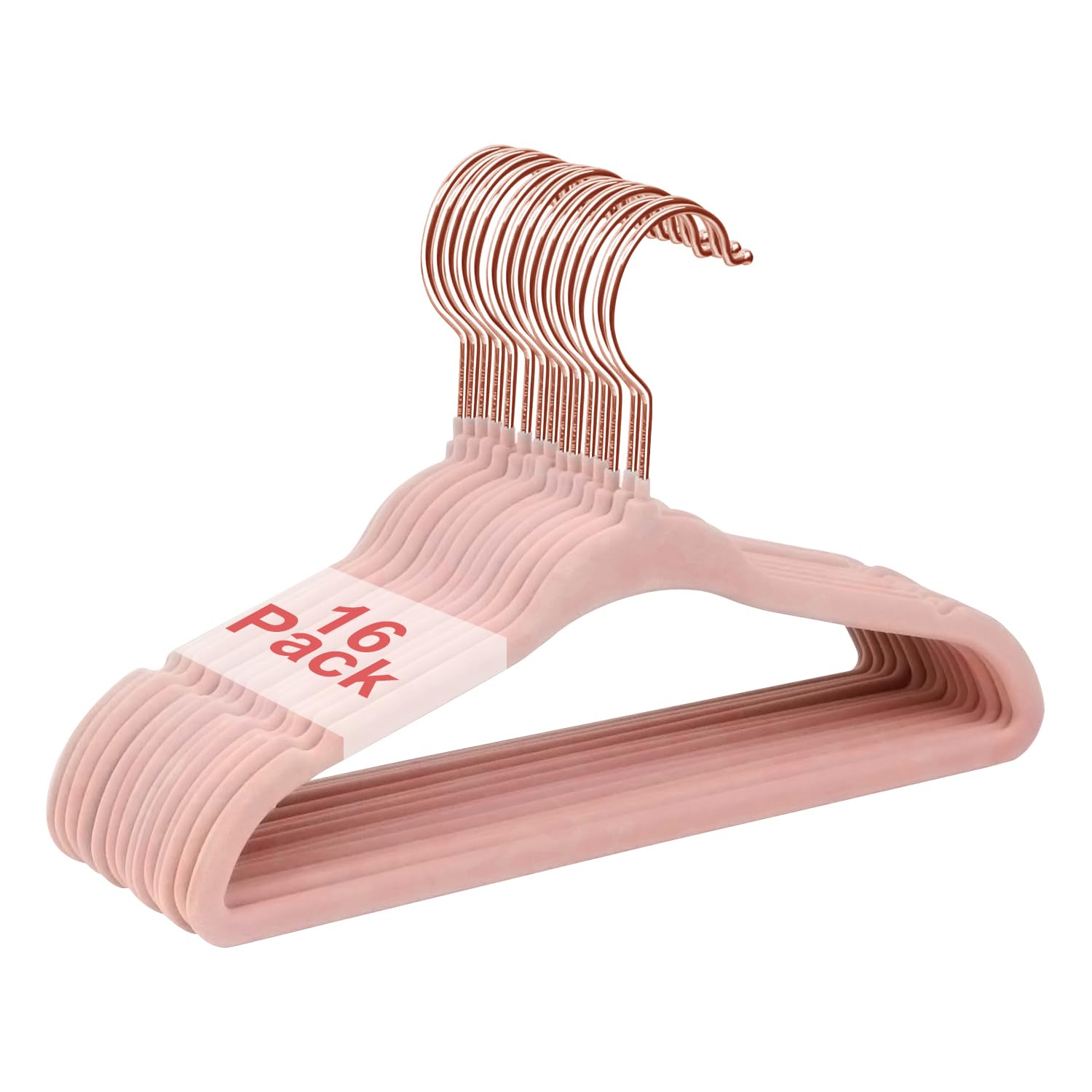 Wellong Baby Velvet Hangers, 16 Packs Kids Clothes Hangers, Non-Slip Childrens Hangers With Shoulder Notches, Storage Organizer