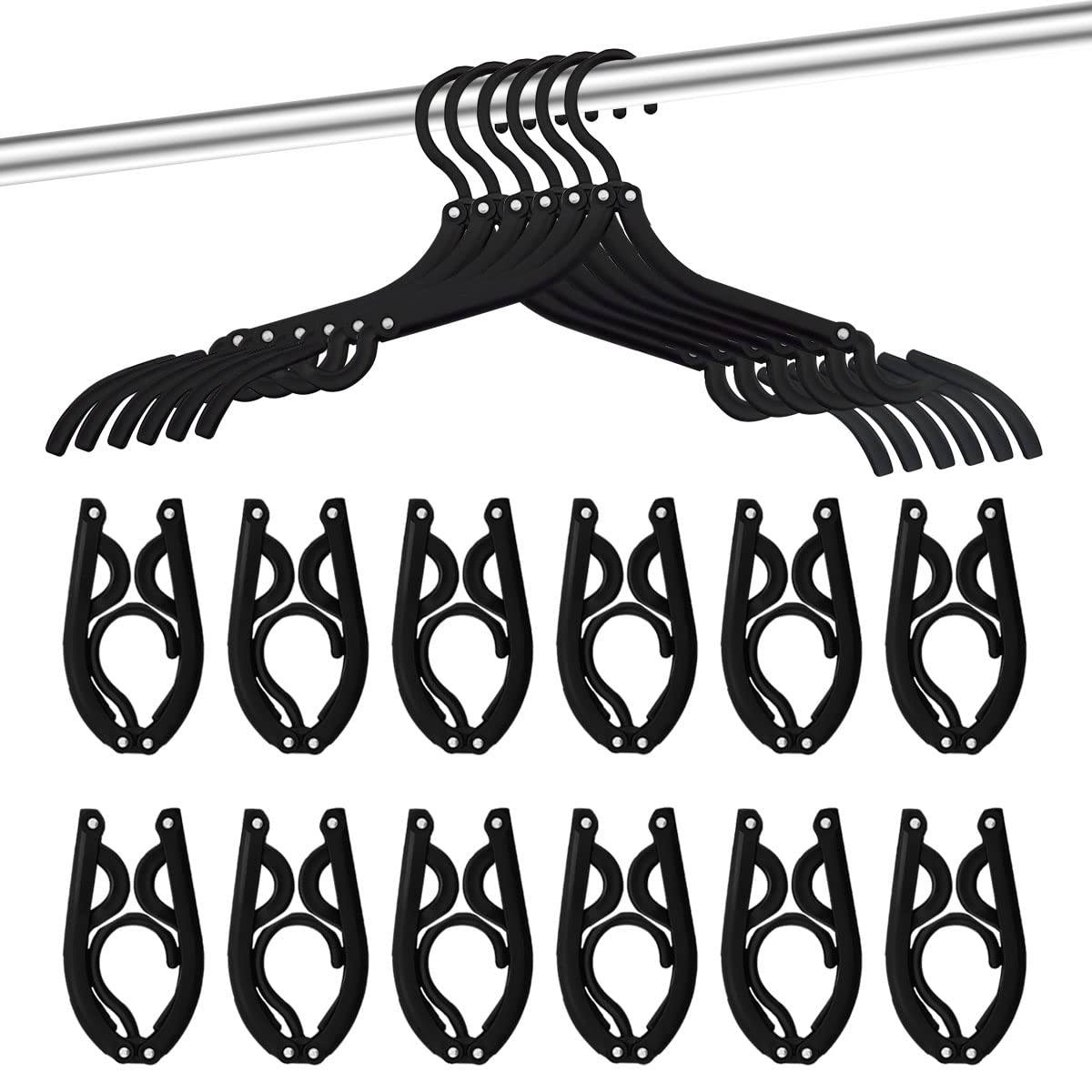24 Pcs Travel Hangers Cruise Ship Essentials Portable Folding Clothes Hangers Travel Accessories Foldable Clothes Drying Rack (B