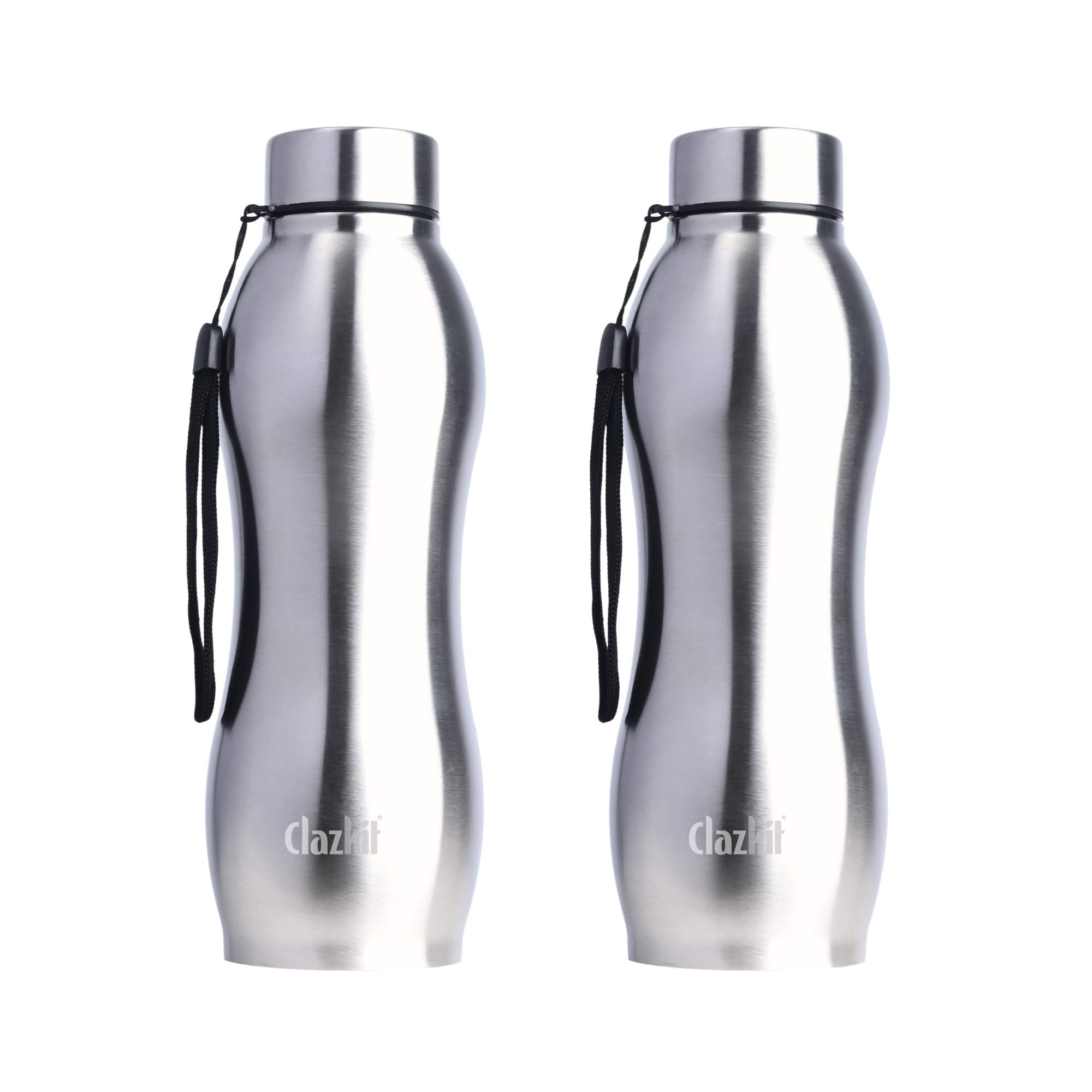 Clazkit Platina Pro Classic Stainless Steel Water Bottle 1000Ml Set Of 2|Isi Certified|Leakproof, RustFree, BpaFree, Durable F