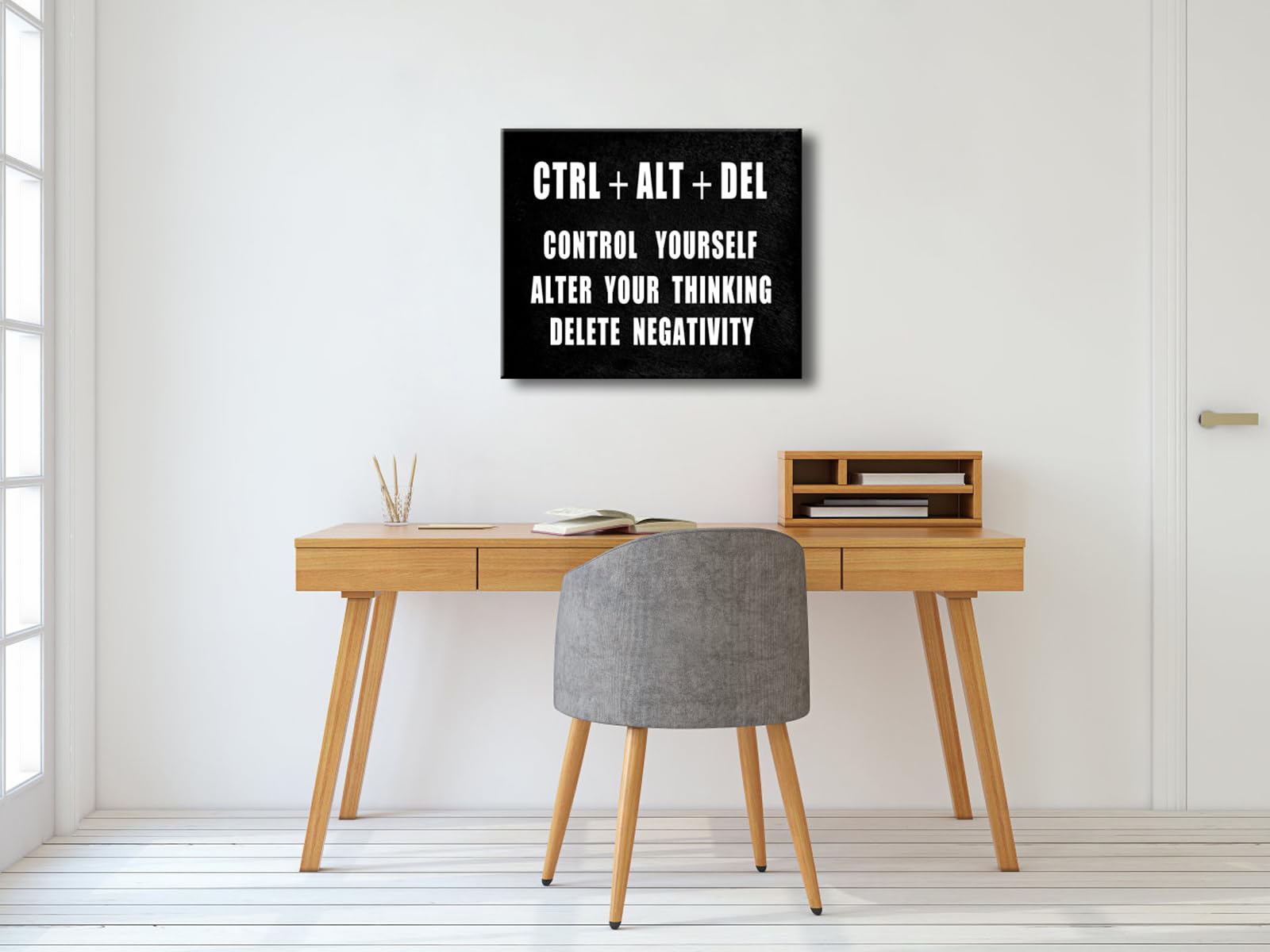 Pyradecor Motivational Ctrl+Alt+Del Classroom Positive Quotes Inspirational Poster Canvas Prints Wall Art For Office Living Room