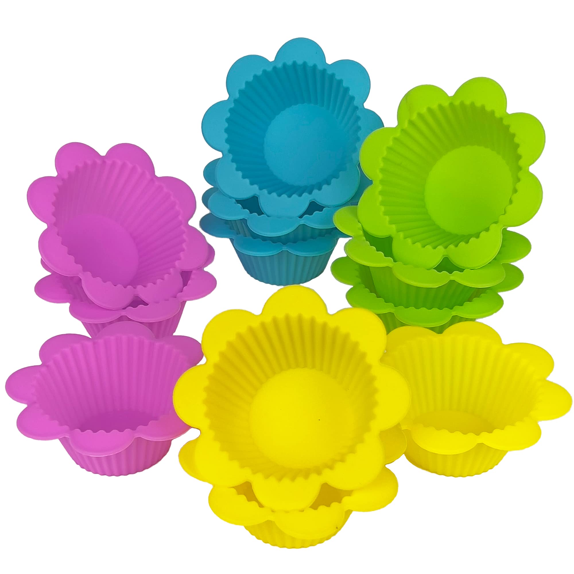 Exultimate Silicone Cupcake Mold Liners Holders Baking Supplies Flower Shaped Muffin Liner Set Of 12